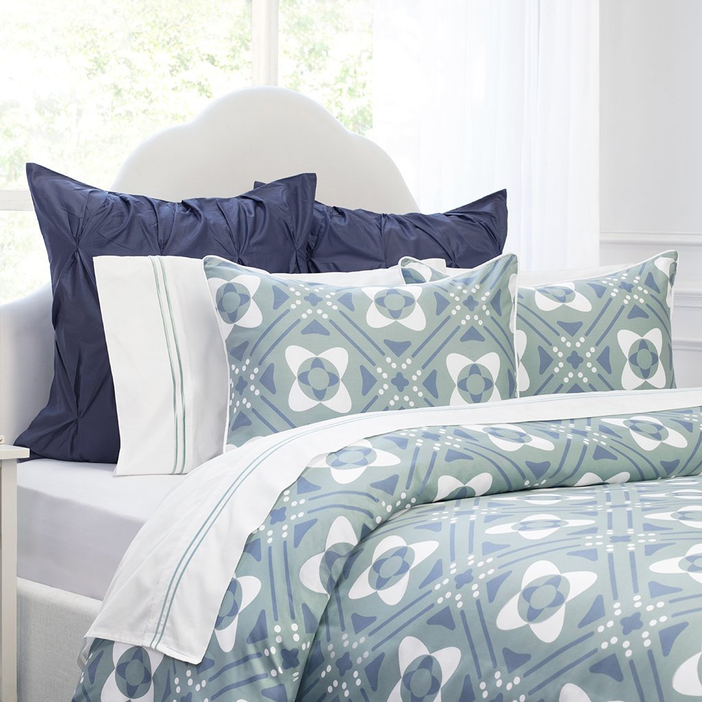 Slate Blue Valencia Pintuck Duvet Cover