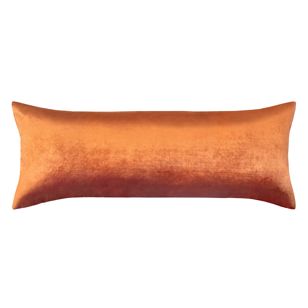 The Burnt Orange Velvet Extra Long Lumbar Throw Pillow