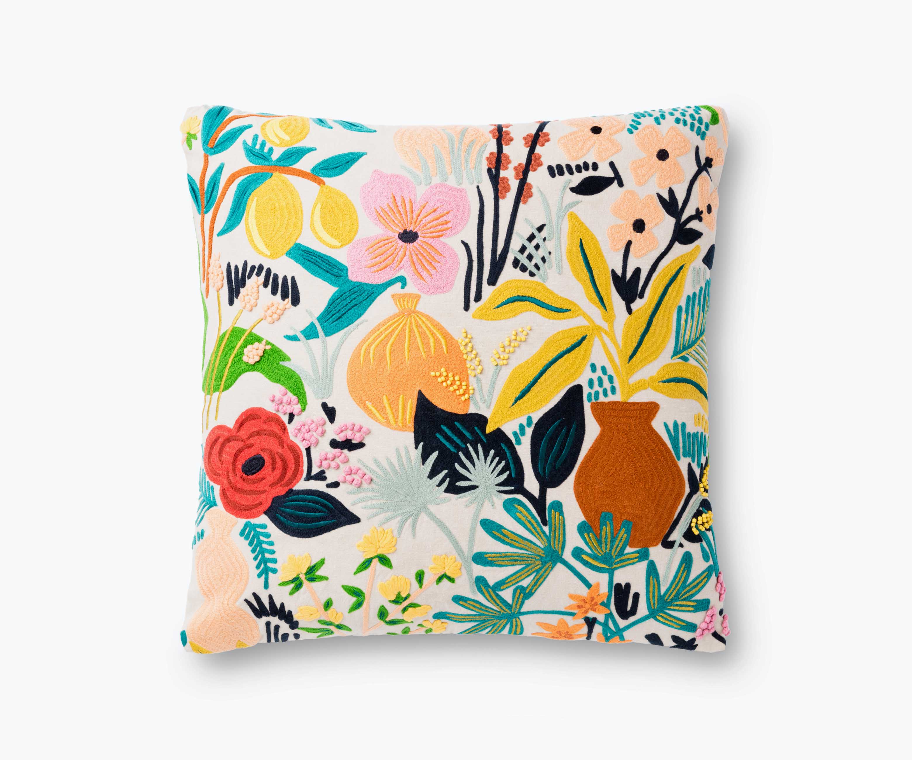 Terracotta Embroidered Pillow - Multi