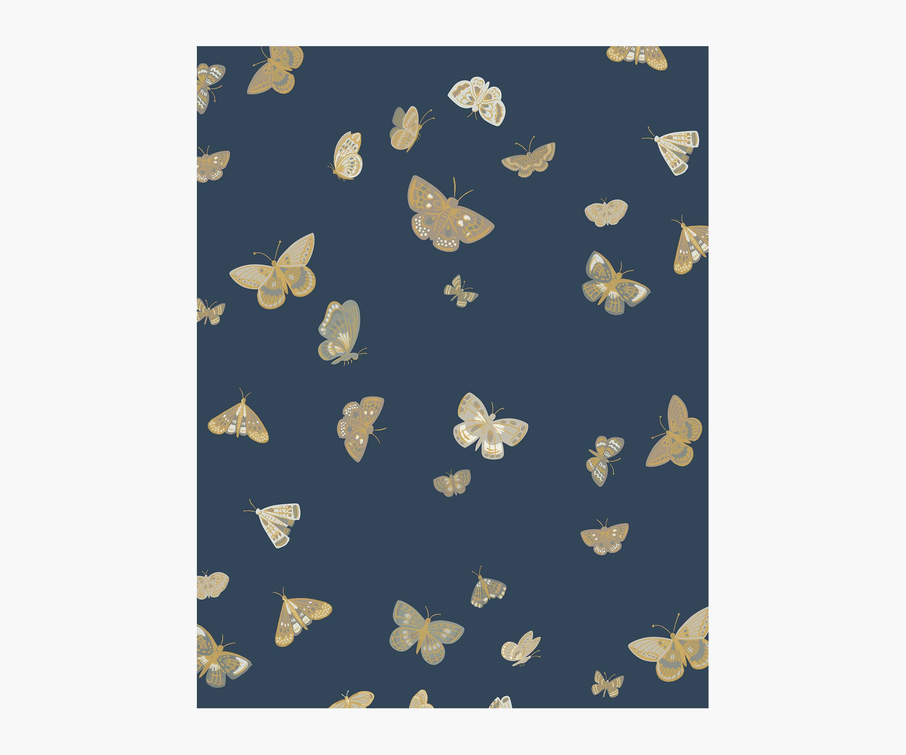 Butterfly House Wallpaper Sample - Navy