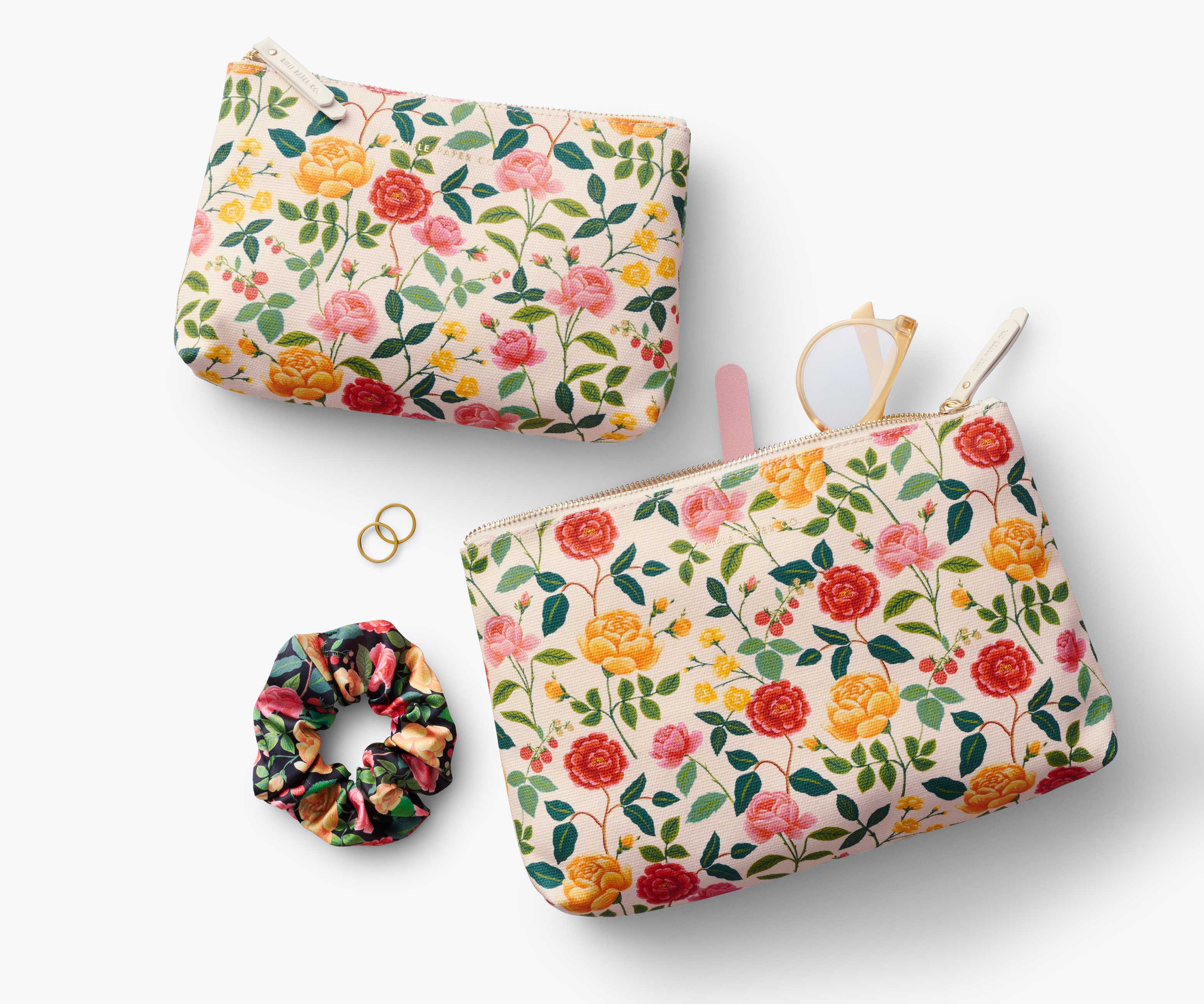 Zippered Pouch Set - Roses