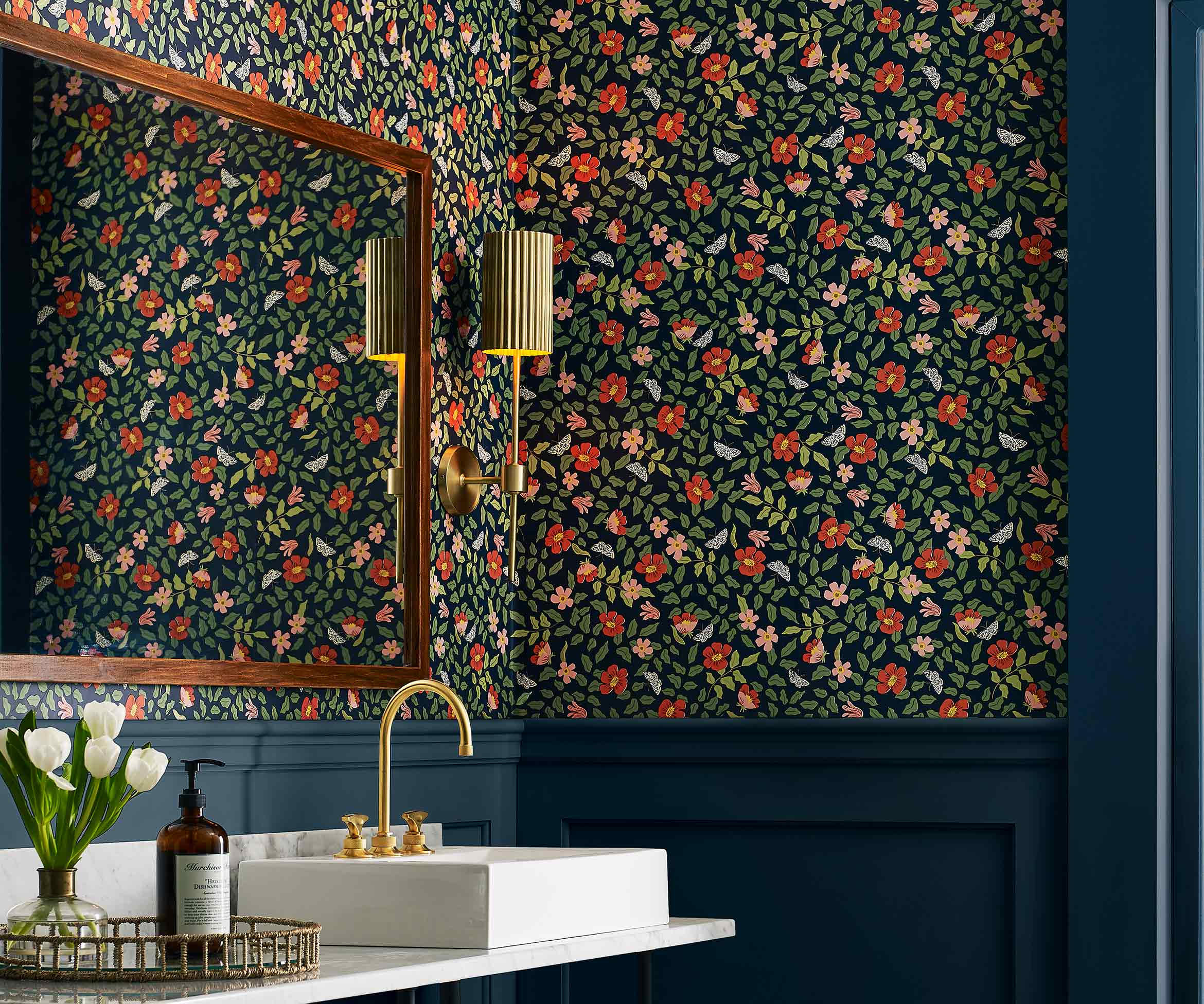 Primrose Peel & Stick Wallpaper - Rose & Navy