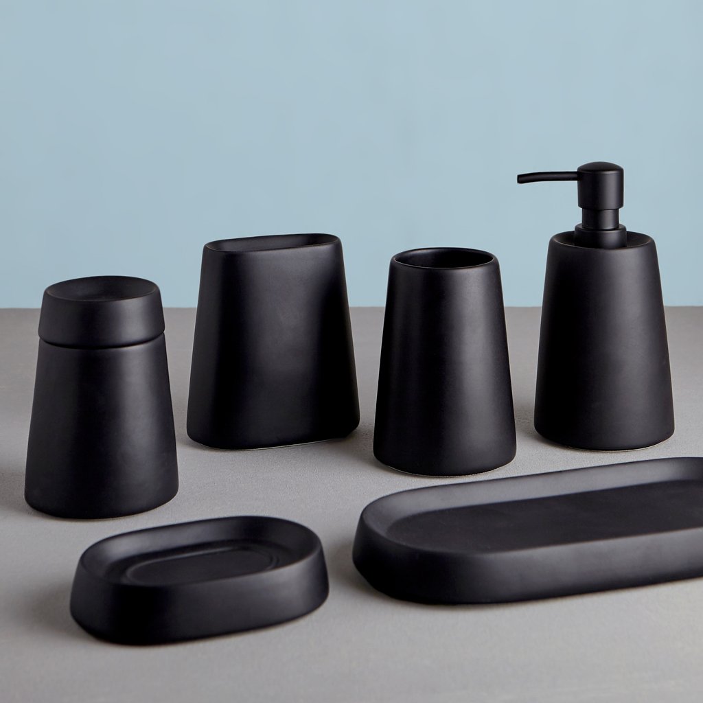 Matte Black Ceramic Bath Accessories, Soap/Lotion Pump