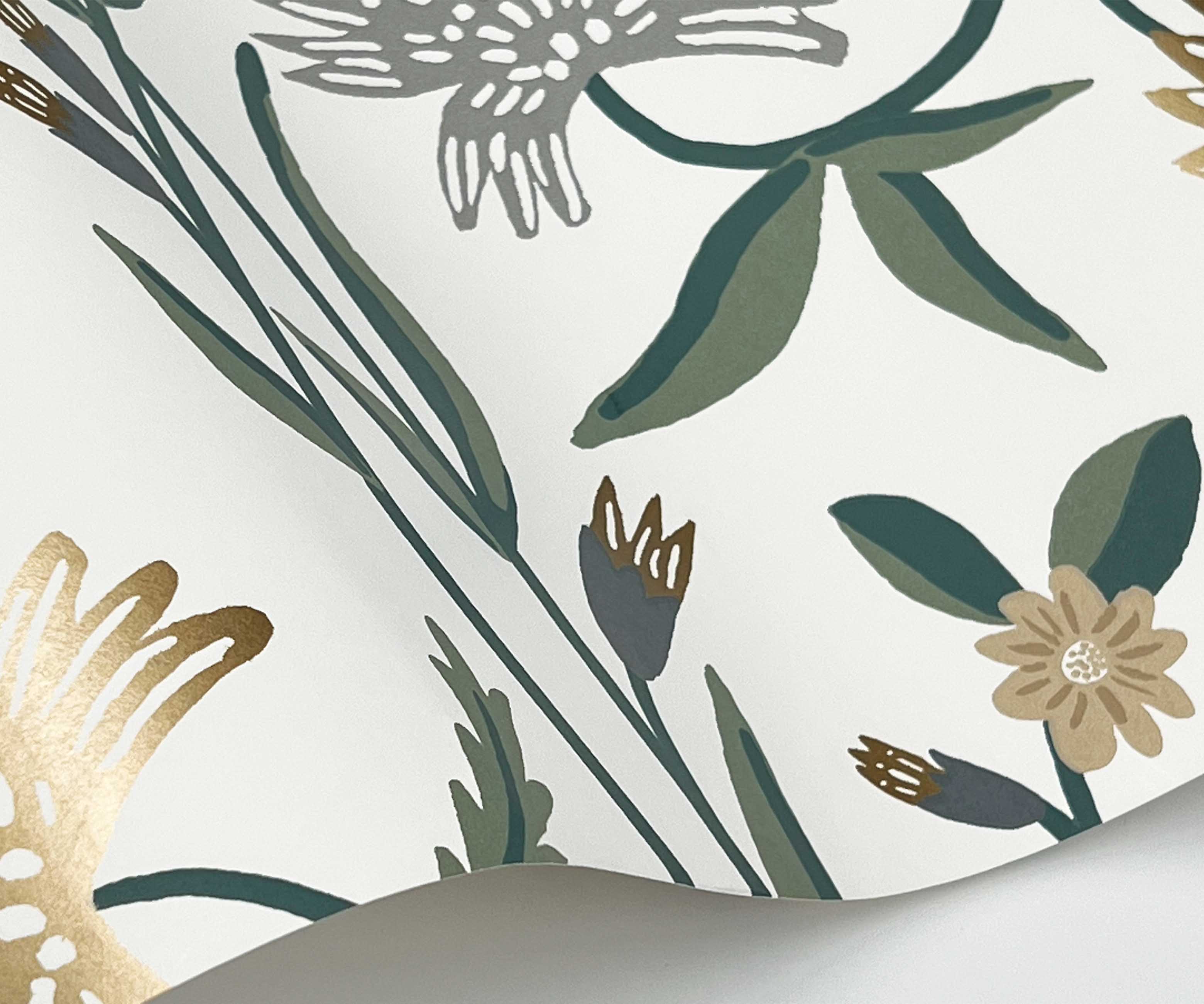 Aster Wallpaper - Linen & Gold