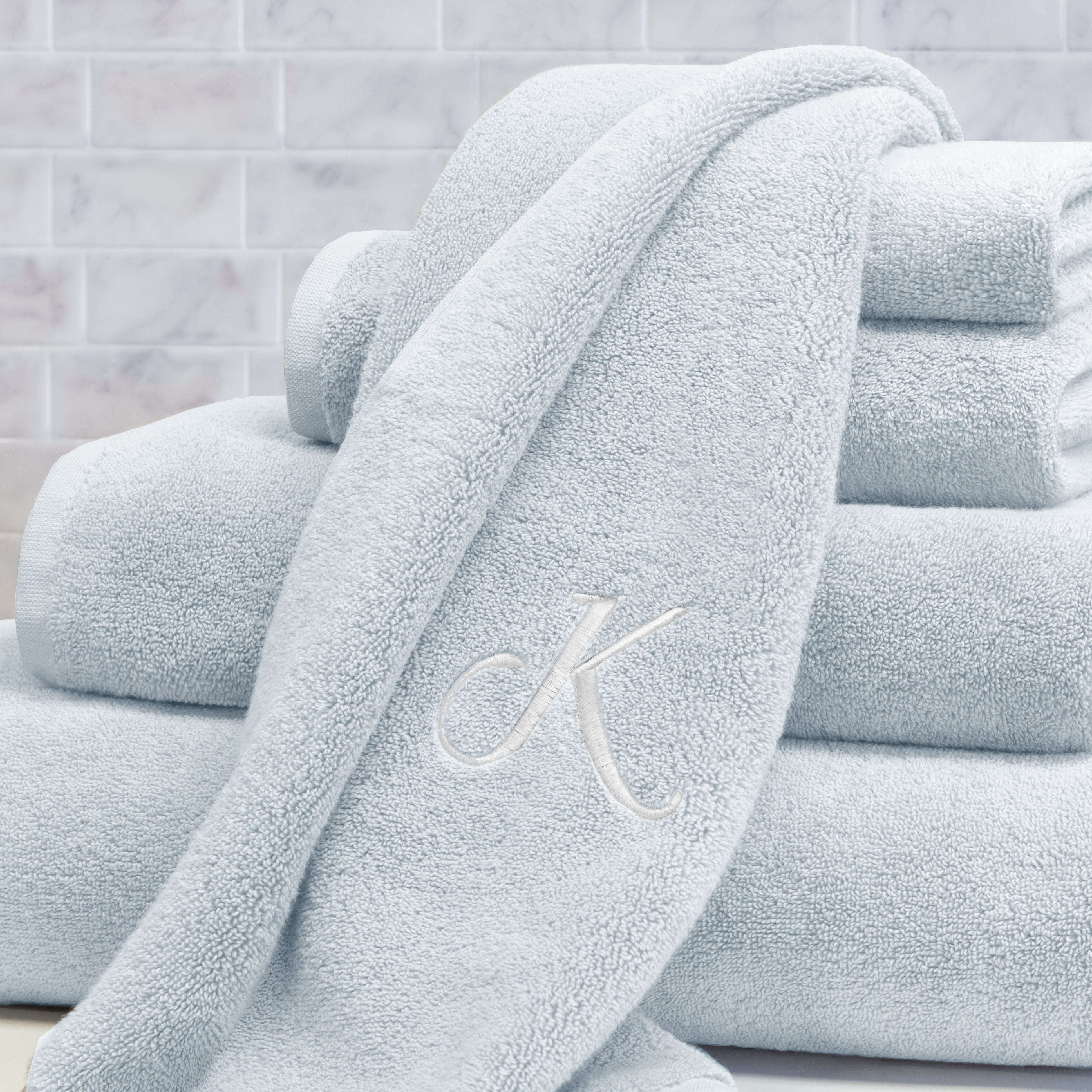 Plush Ice Blue Towel Spa Bundle (2 Wash + 2 Hand + 4 Bath Towels)