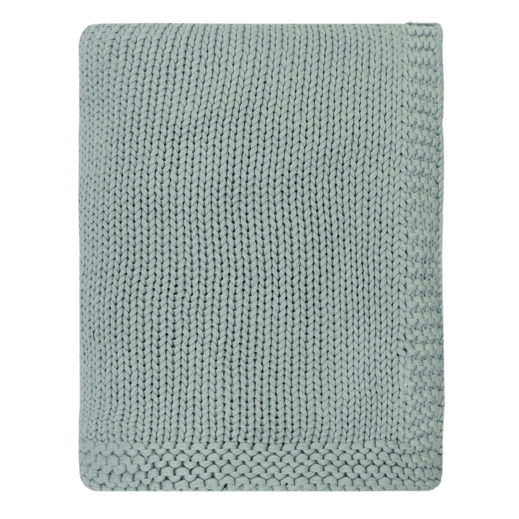 Seafoam Green Border Knotted Throw