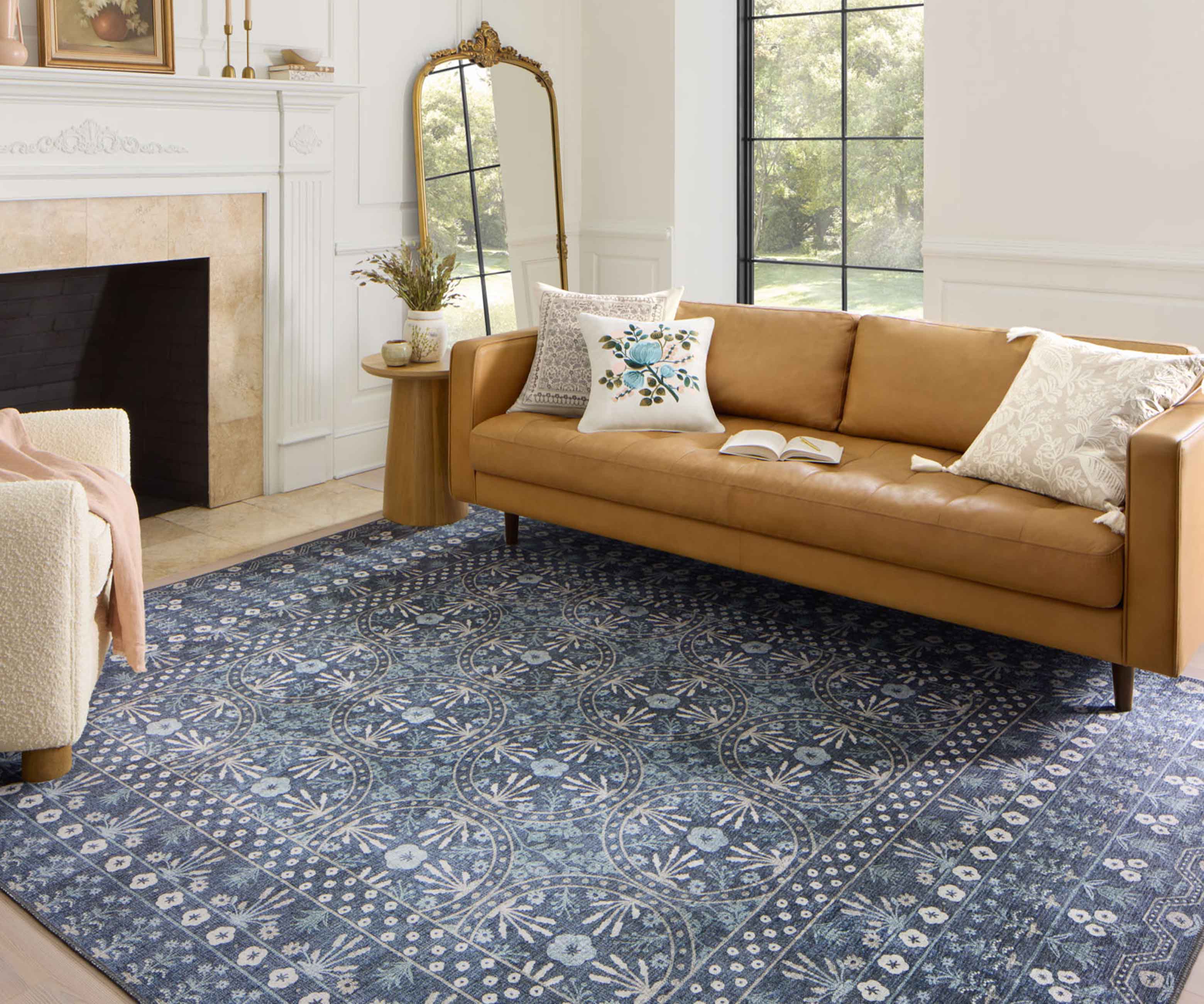 Maison Rosette Power Loomed Rug - Blue