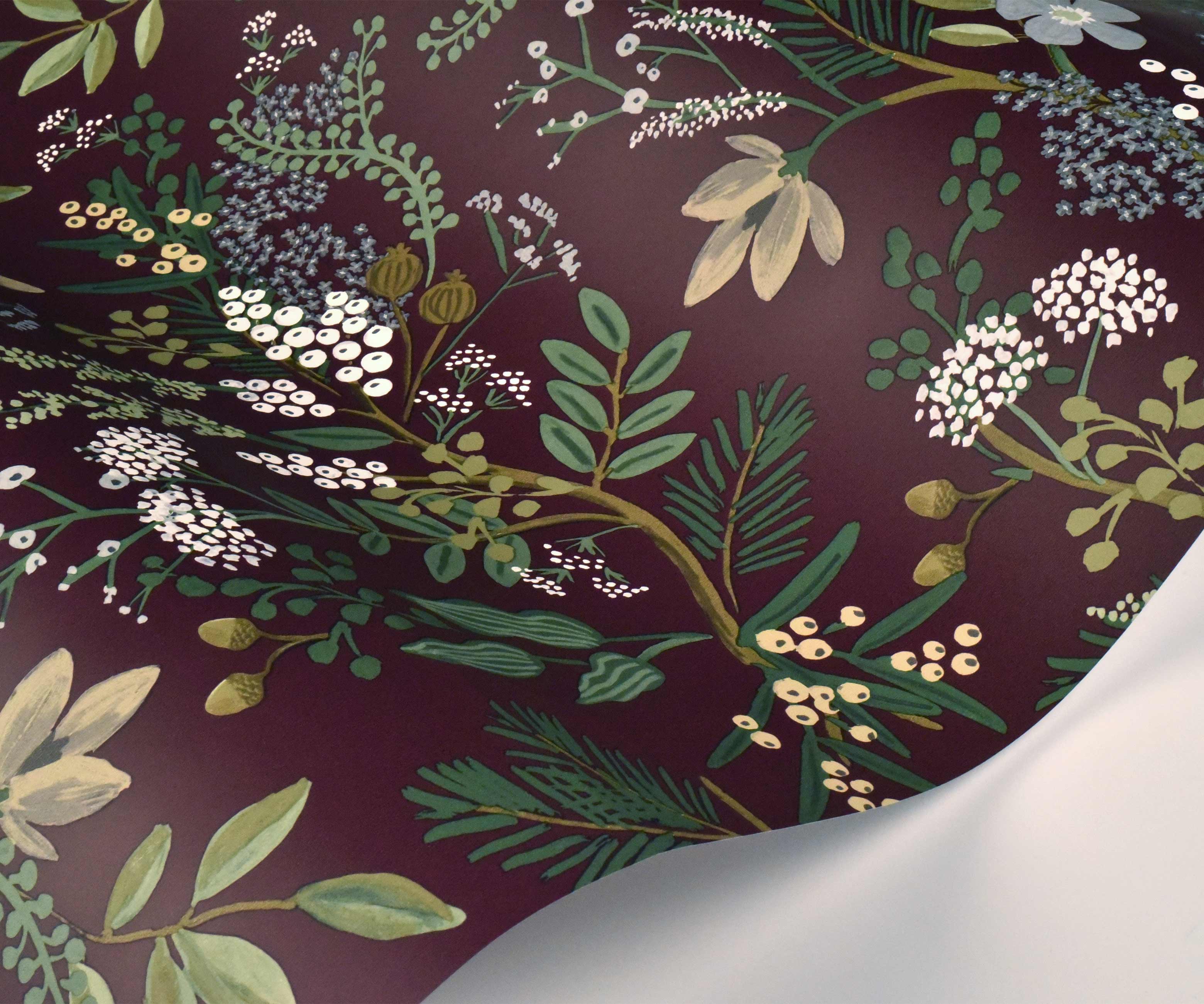 Juniper Forest Wallpaper Sample - Burgundy