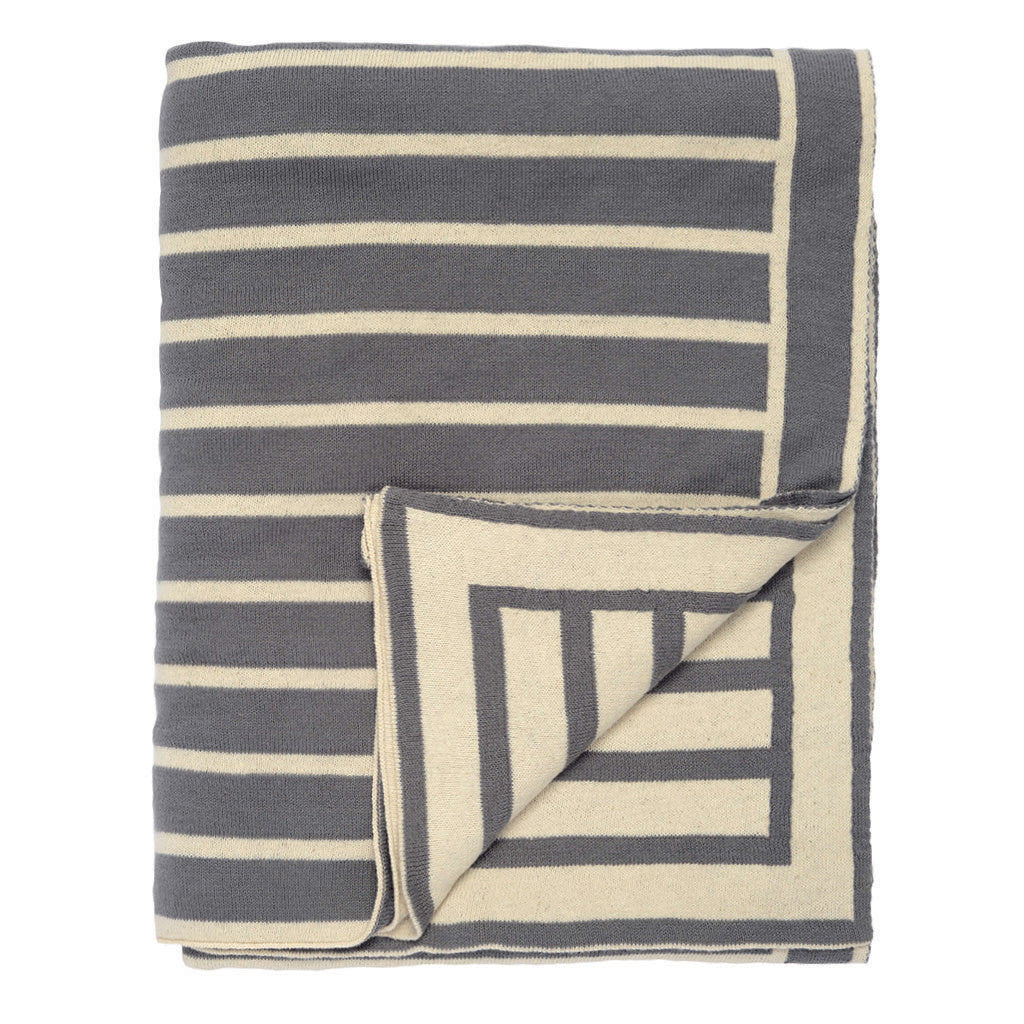 The Charcoal Grey Beach Stripes Reversible Patterned Throw