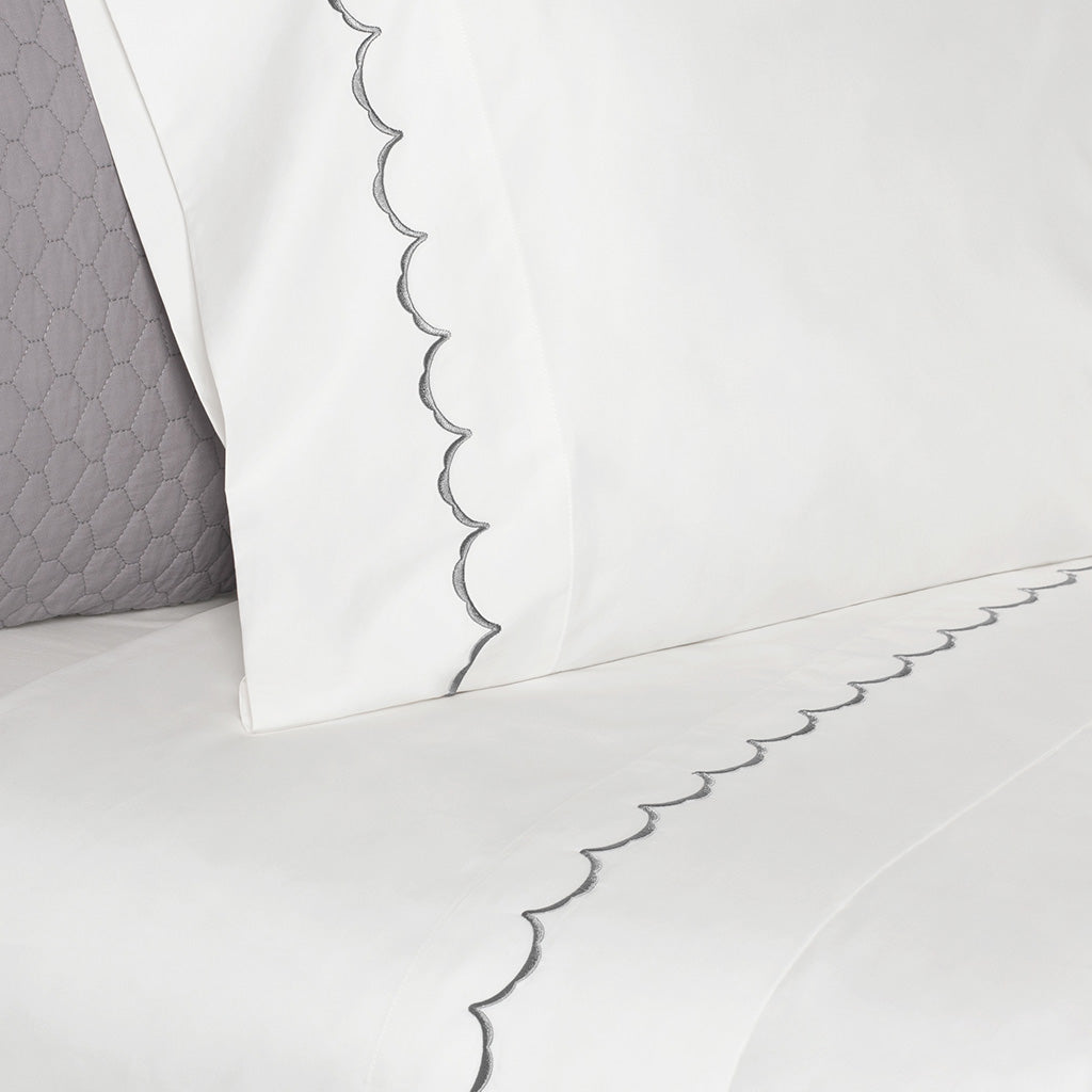 Grey Wavelet Embroidered Flat Sheet