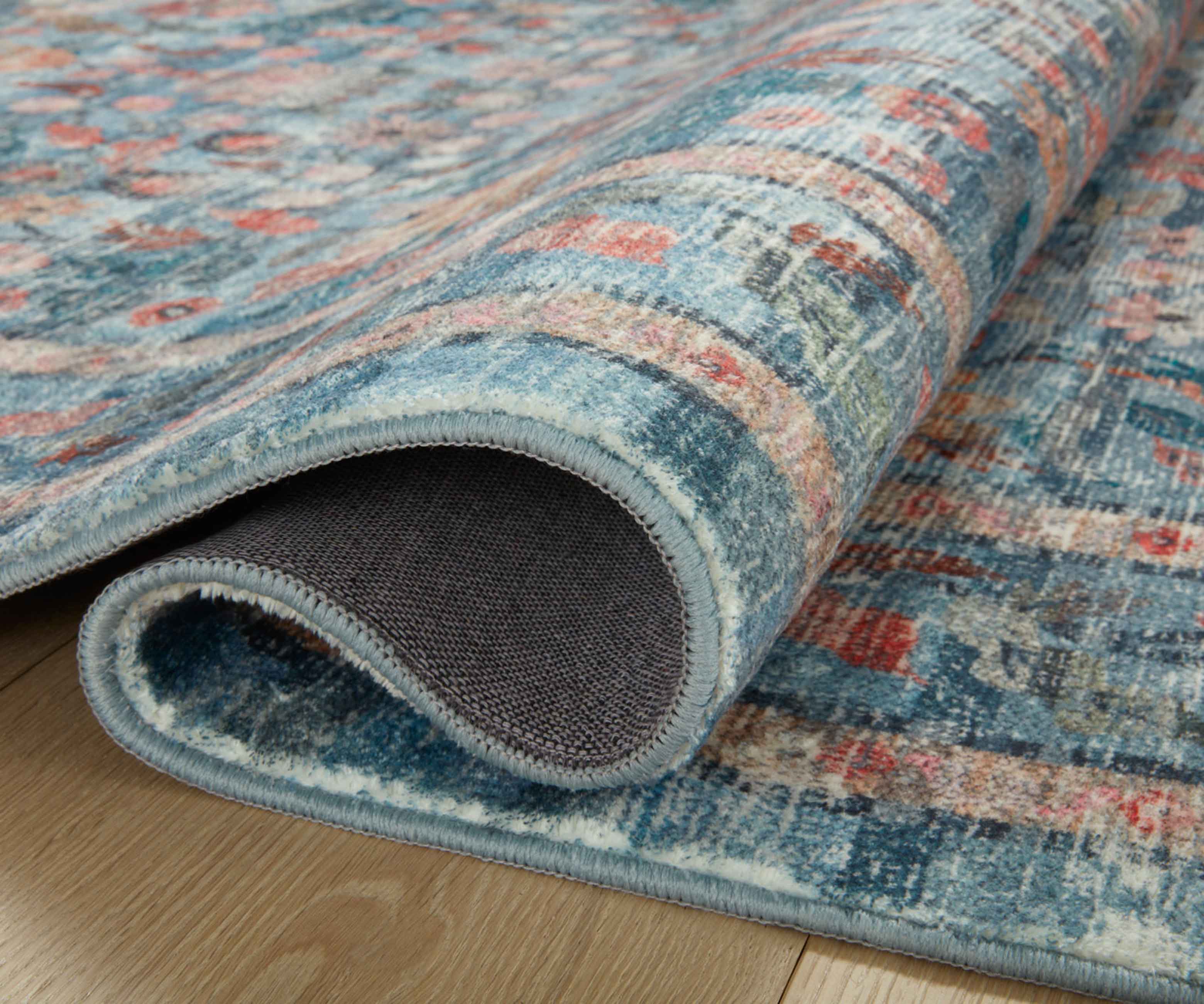 Courtyard Eve Printed Rug - Blue