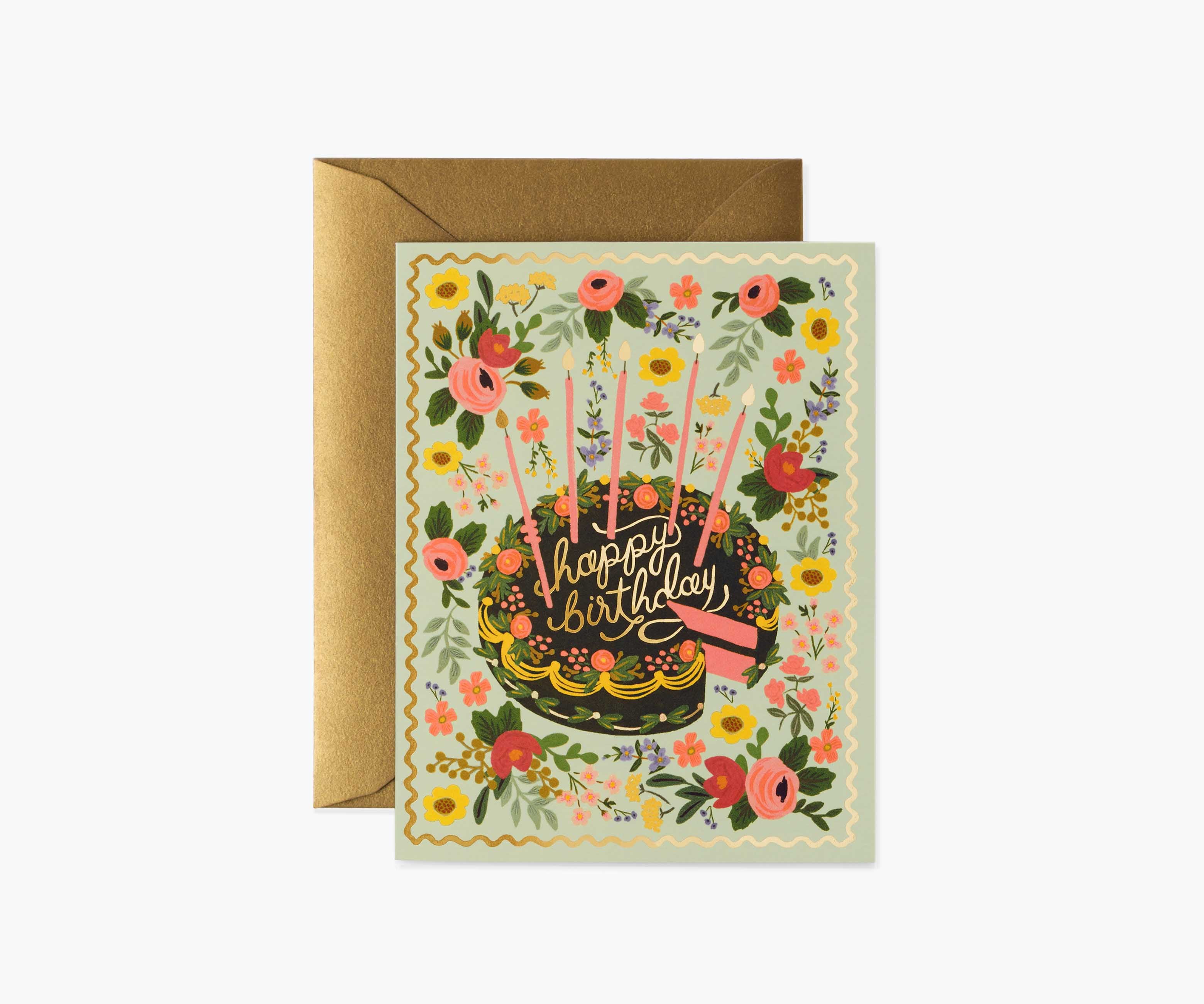 Floral Cake Birthday Greeting Card