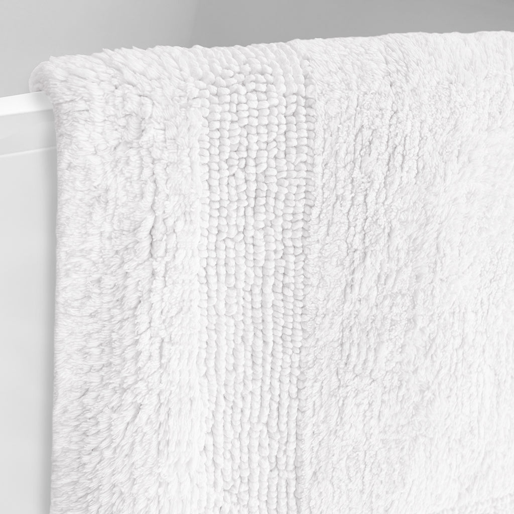 The White Tufted Border Bath Mat