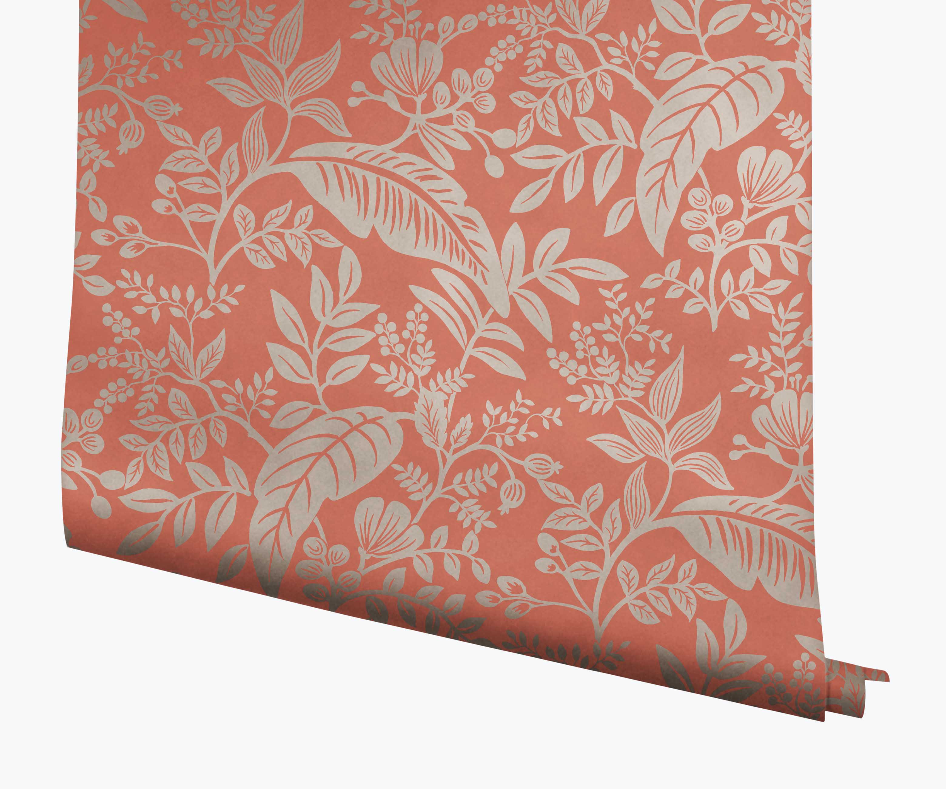 Canopy Wallpaper - Rose & Metallic Silver