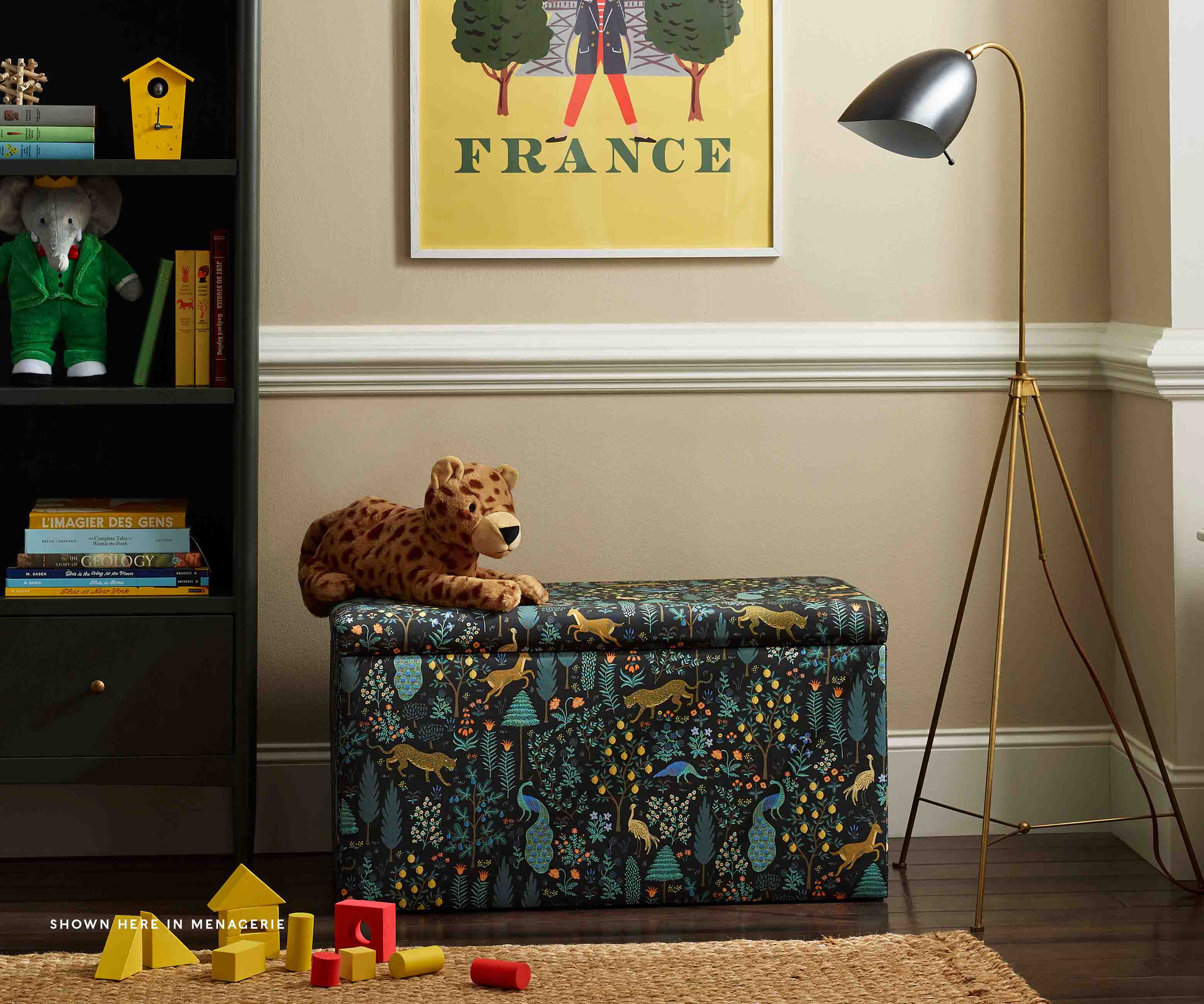 Willie Storage Bench - Peacock Garden Black