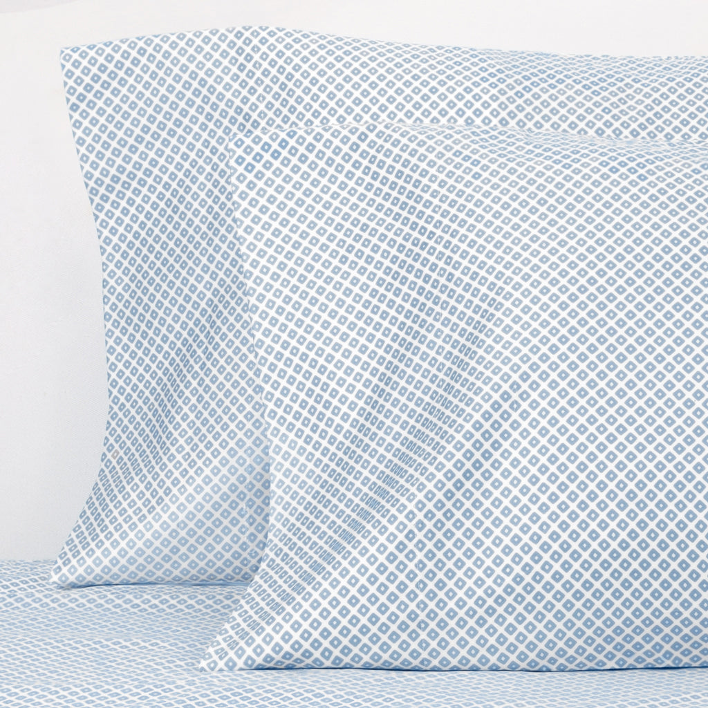 French Blue Diamonds Pillowcase Pair