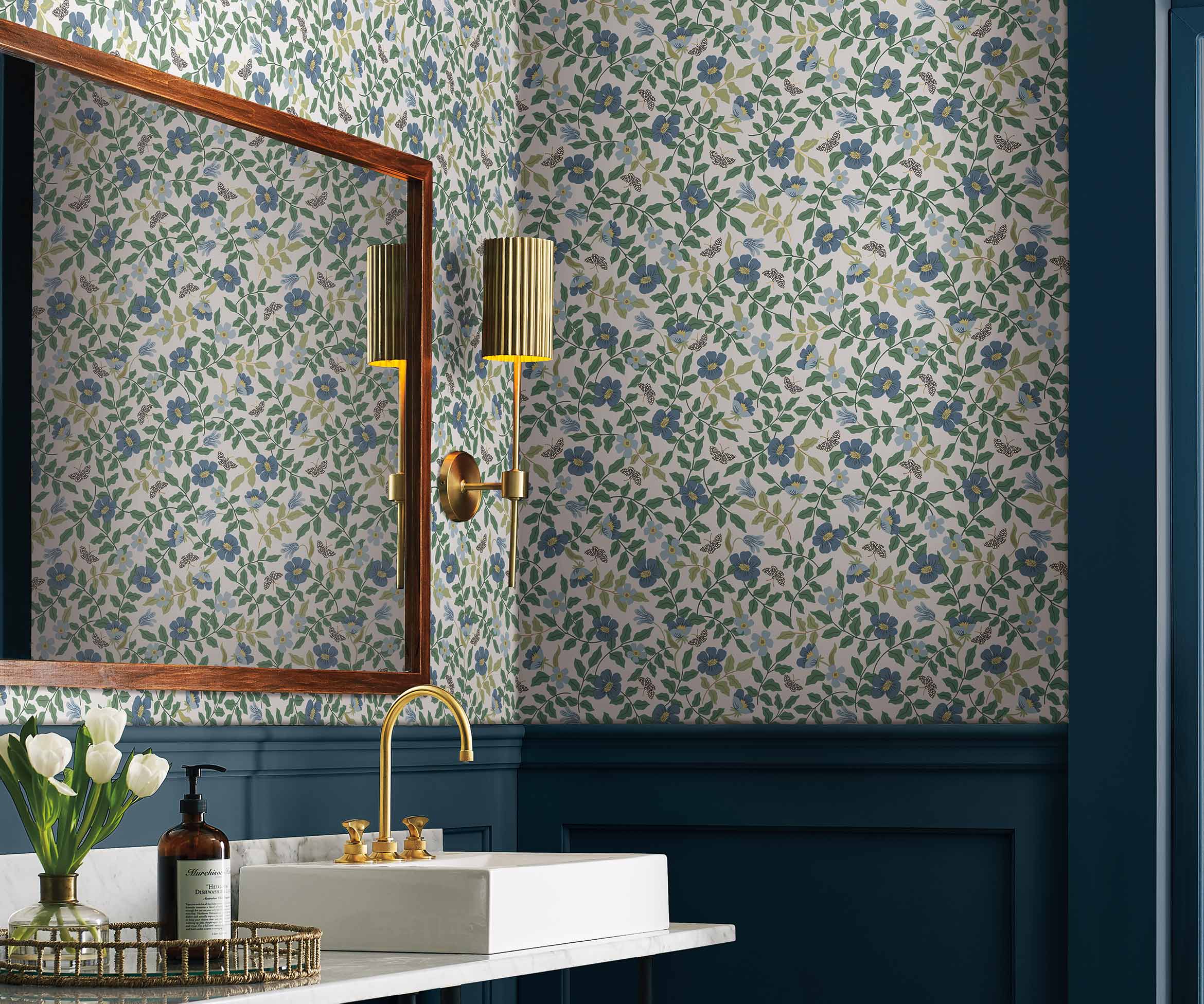 Primrose Peel & Stick Wallpaper - Blue & Cream