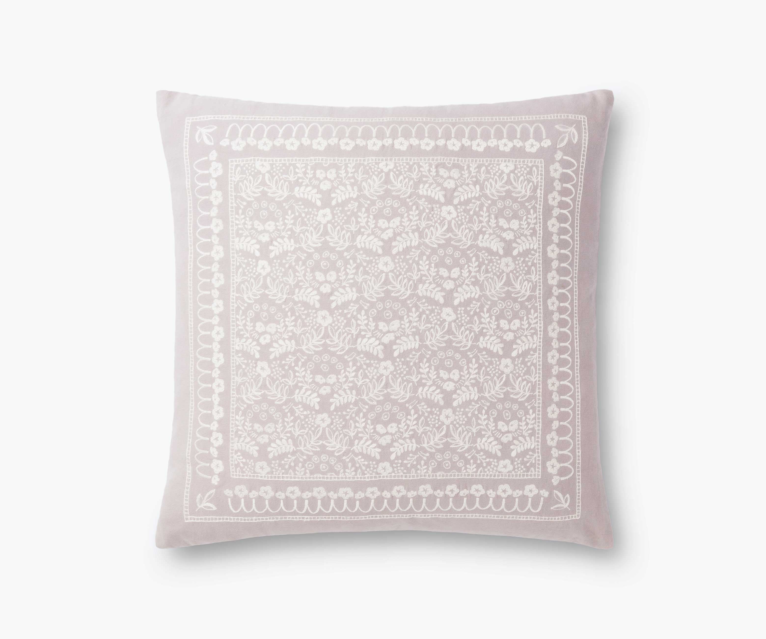 Trellis Embroidered Pillow - Grey