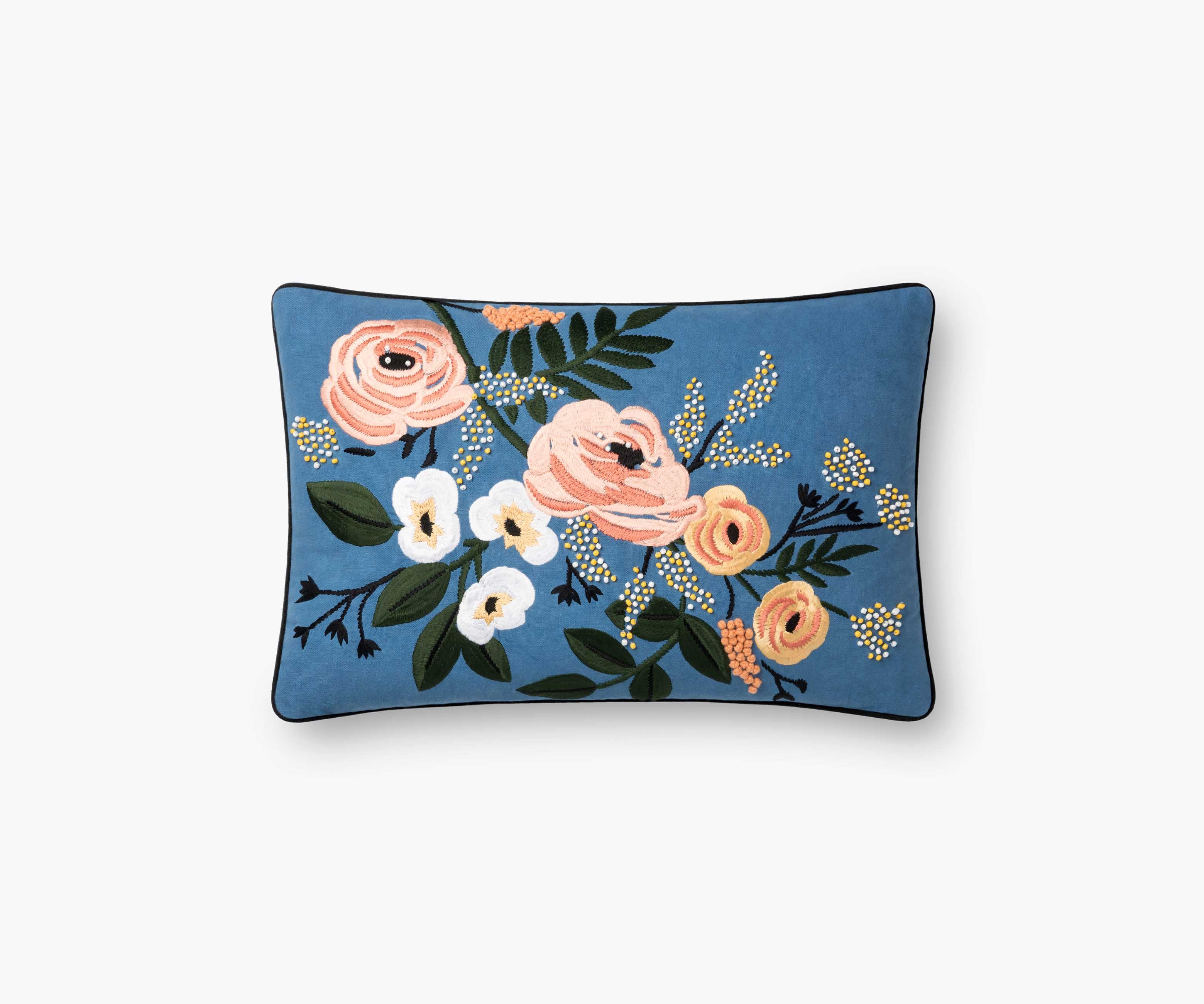 Floral Embroidered Pillow - Violet