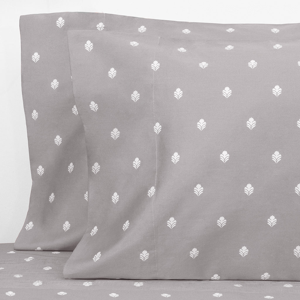 Grey Flora Pillowcase Pair