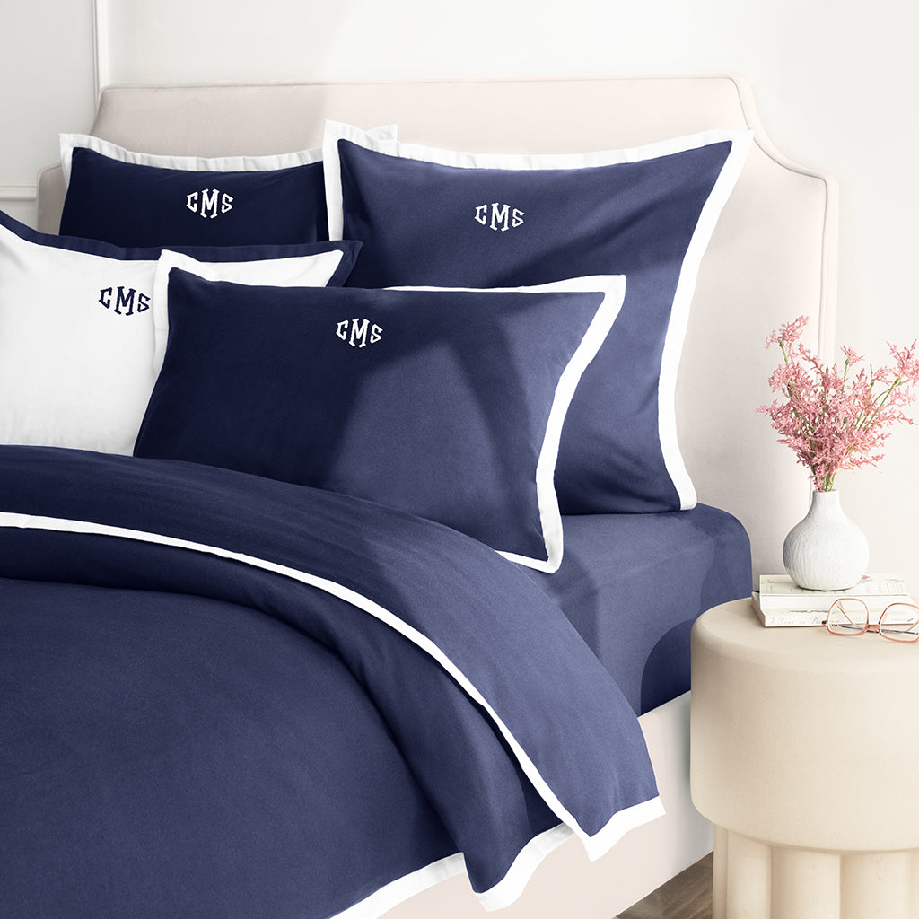 Navy Hudson Flannel Duvet Cover