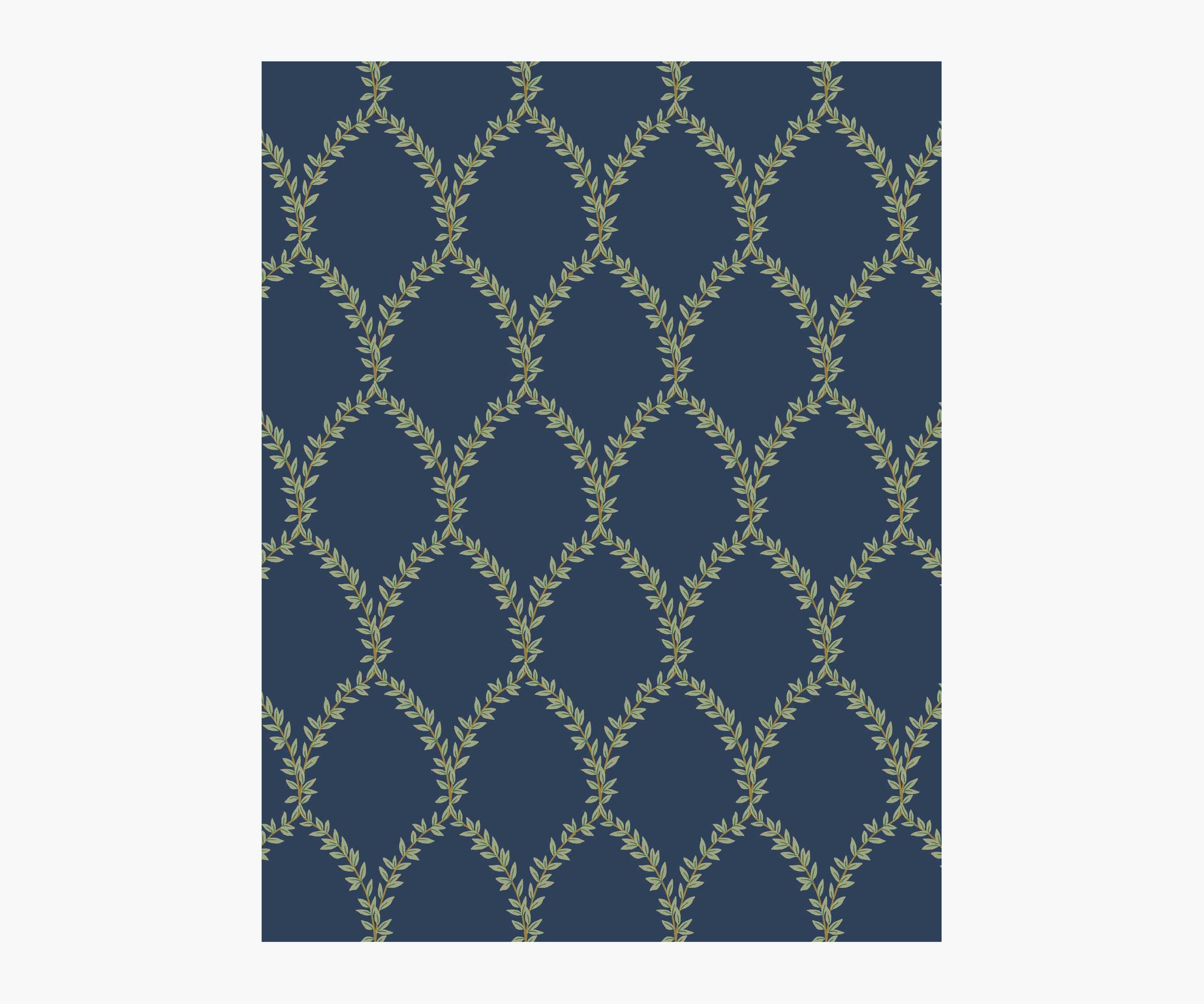 Laurel Wallpaper Sample - Navy