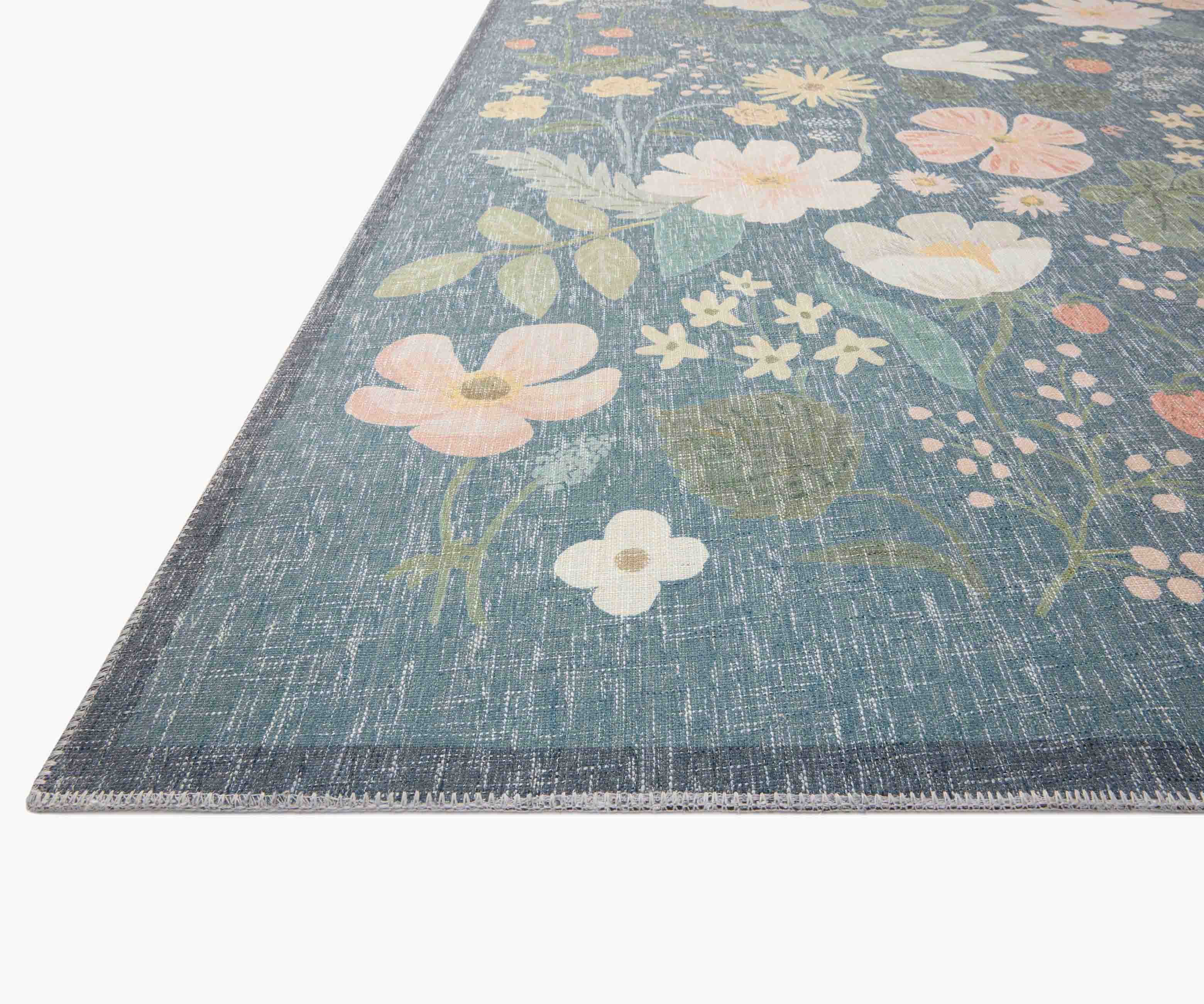 Cotswolds Strawberry Fields Power Loomed Rug - Teal