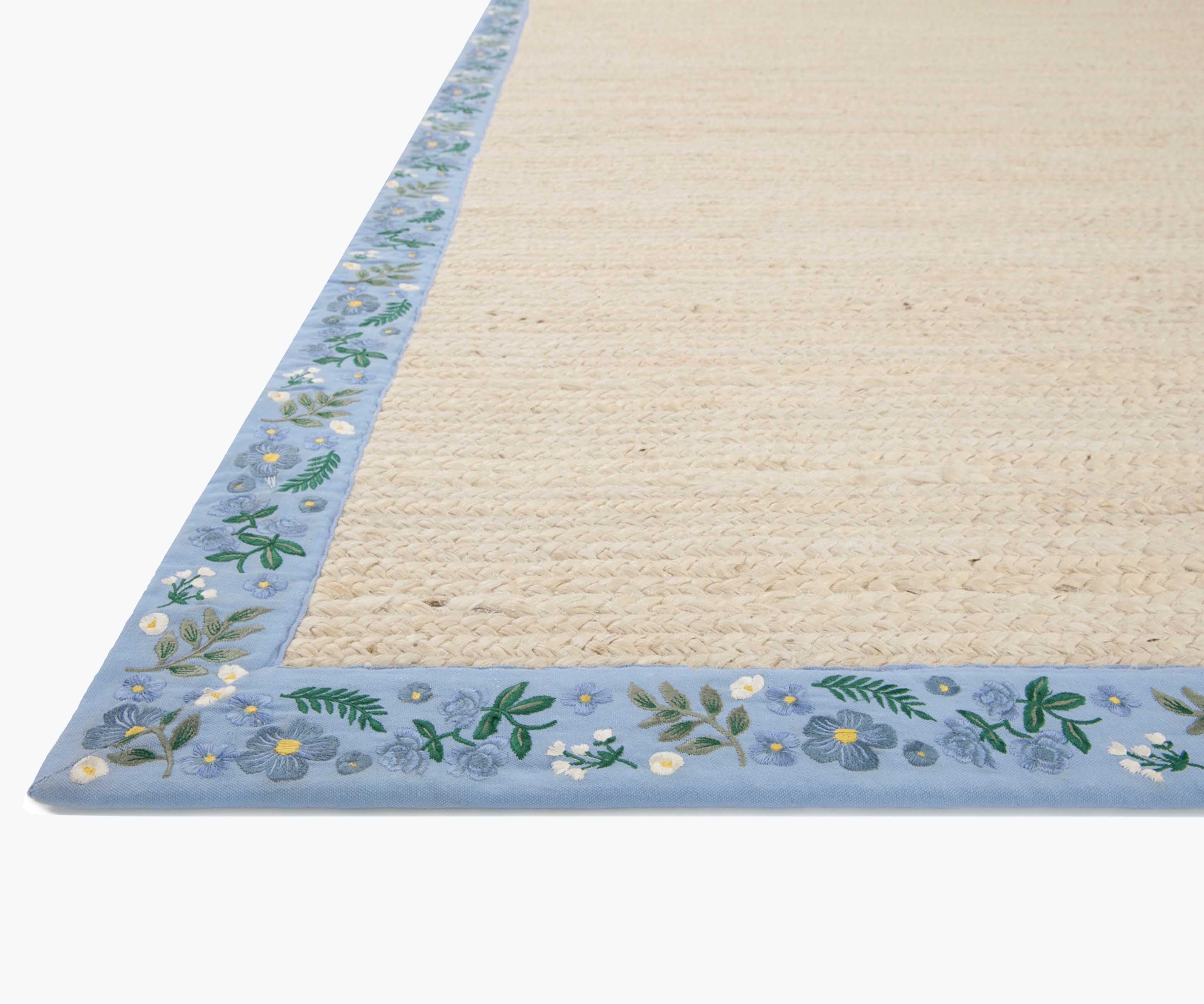 Costa Wildwood Jute Rug - Ivory & French Blue