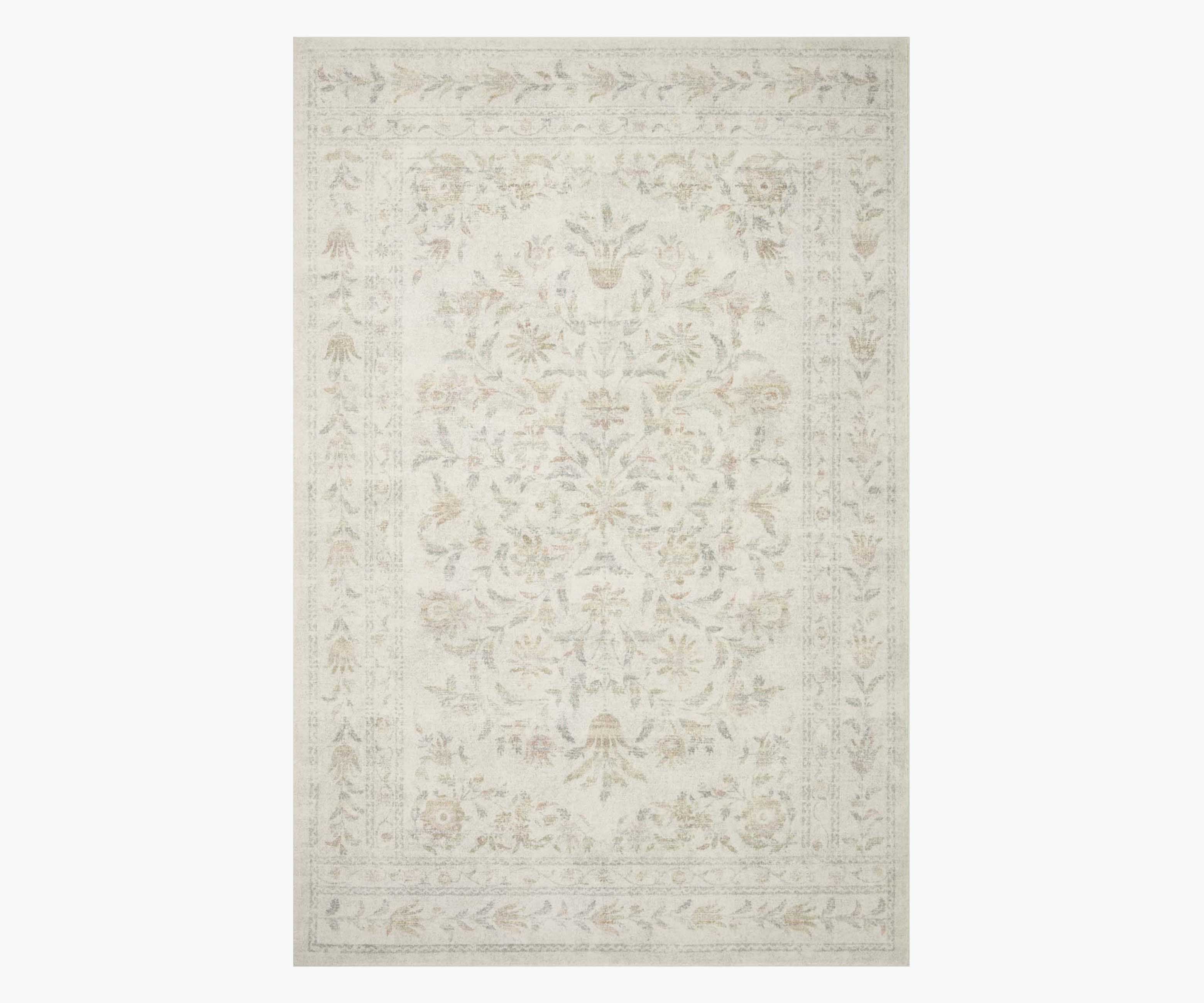 Courtyard Lily Printed Rug - Yellow Multi