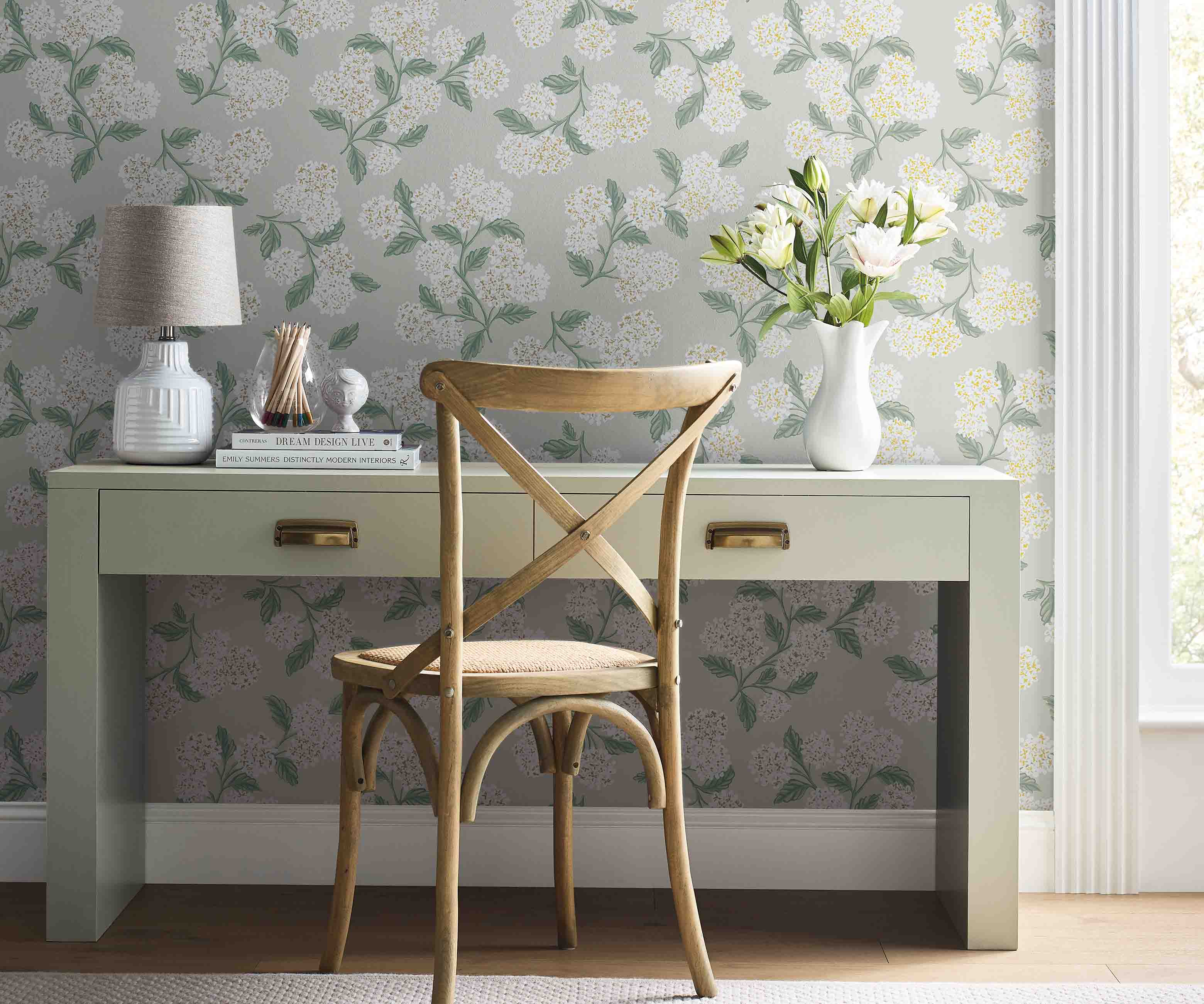 Hydrangea Wallpaper Sample - Linen