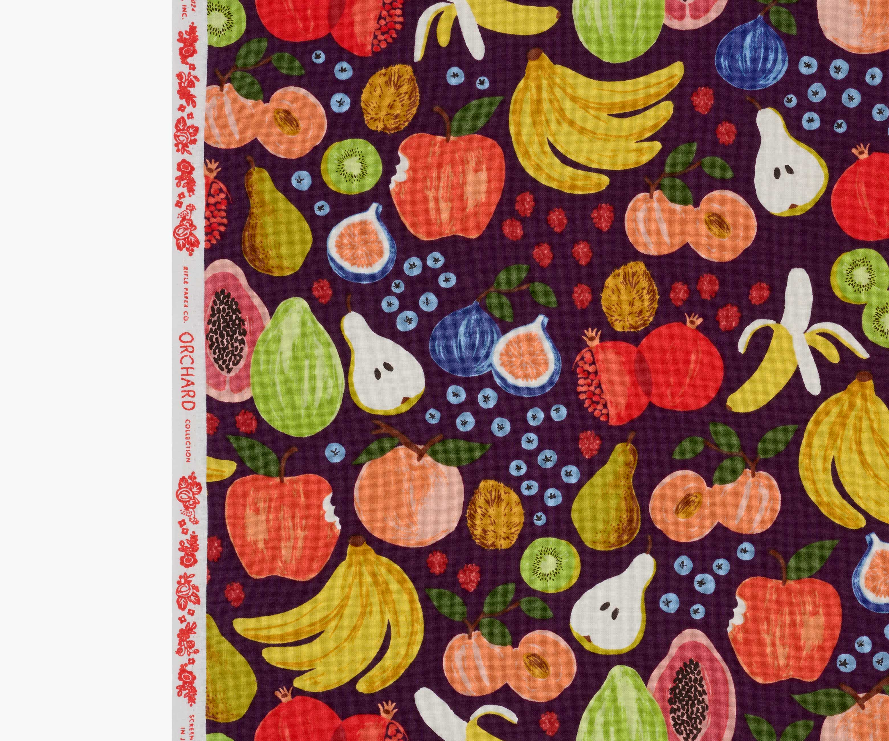 Fruit Stand Cotton Fabric - Burgundy