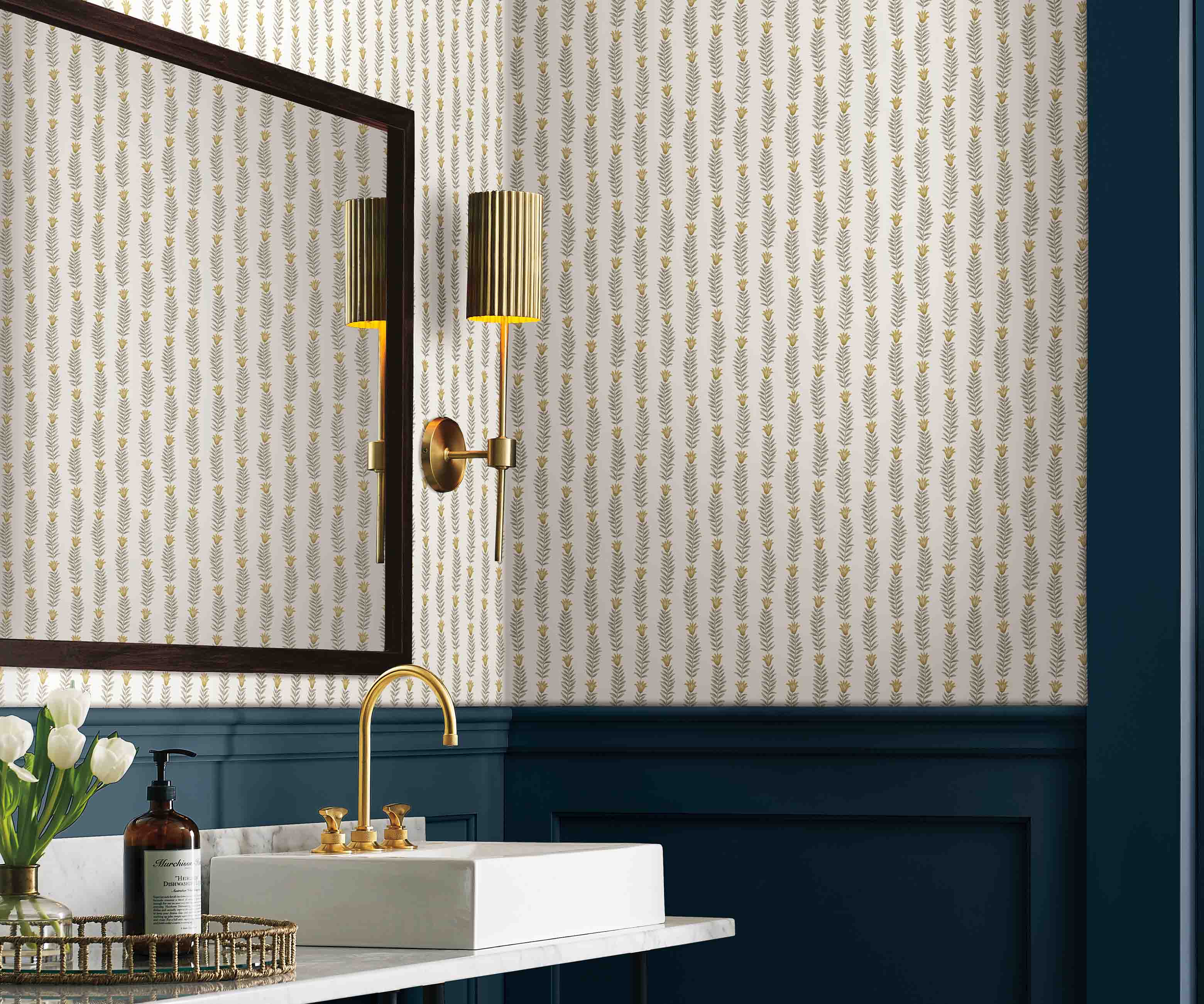 Eden Wallpaper - White & Metallic Gold