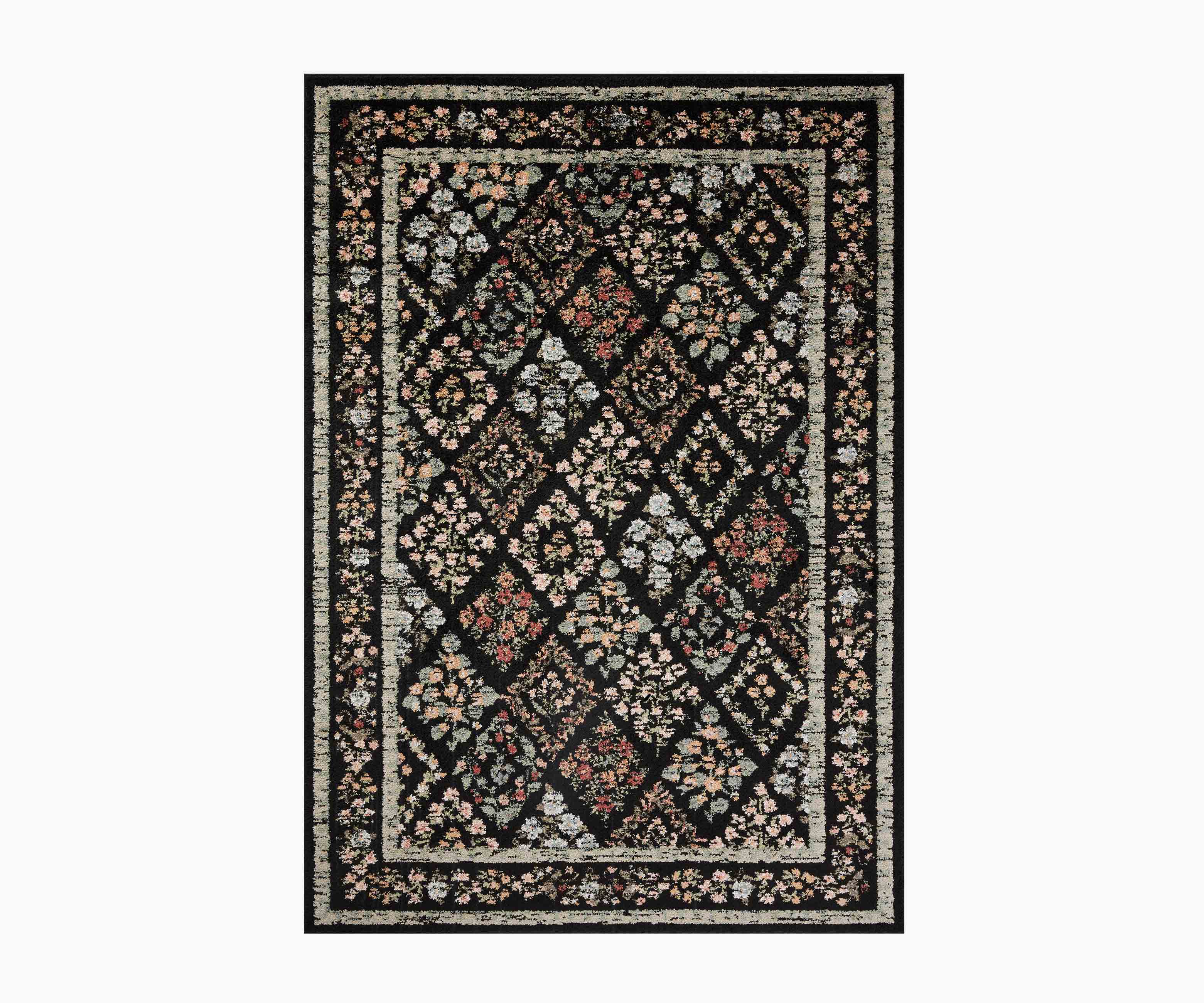 Laurel Parquet Power Loomed Rug - Black