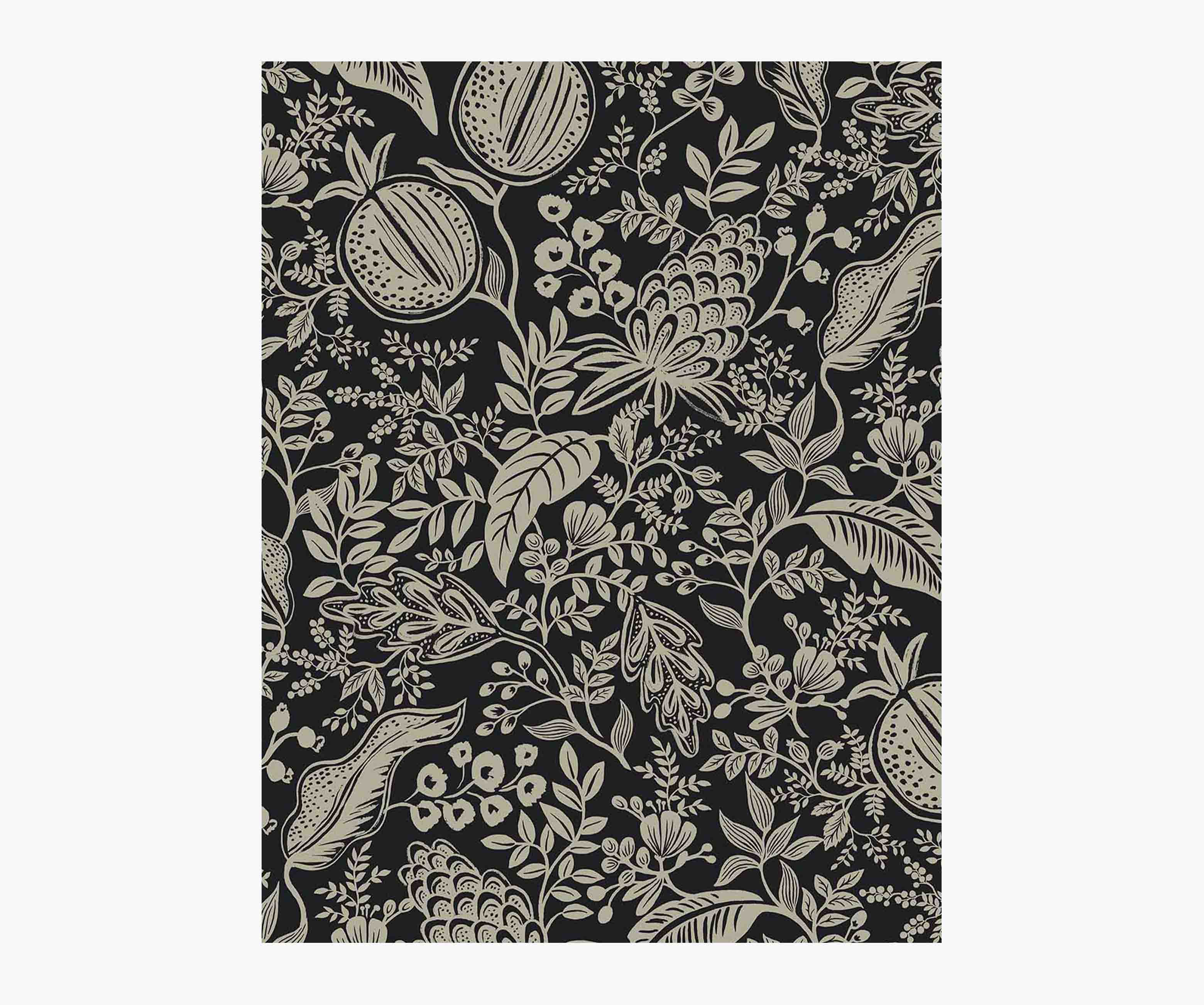 Pomegranate Wallpaper Sample - Black & Linen