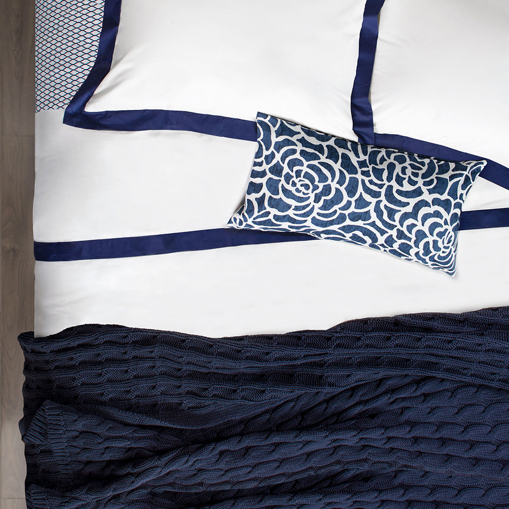 Navy Blue Linden Border Euro Sham