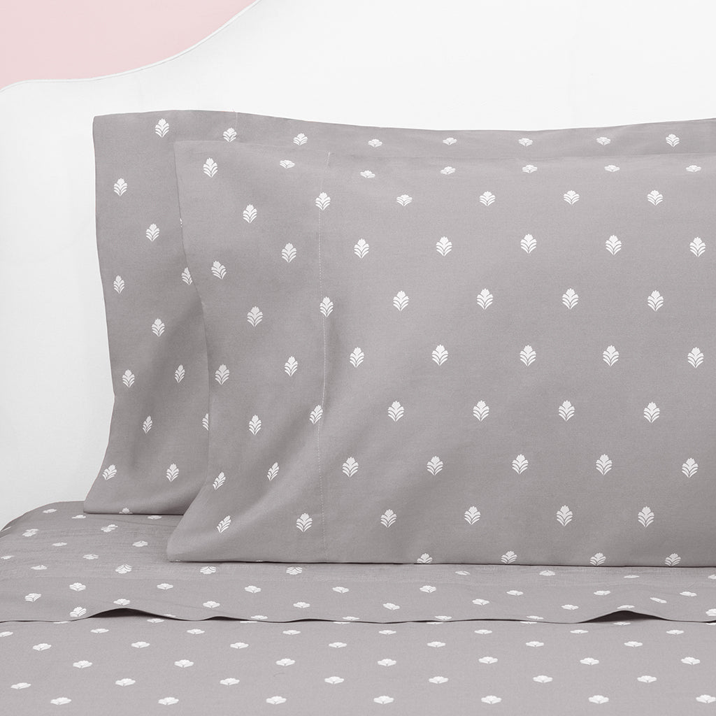 Grey Flora Flat Sheet