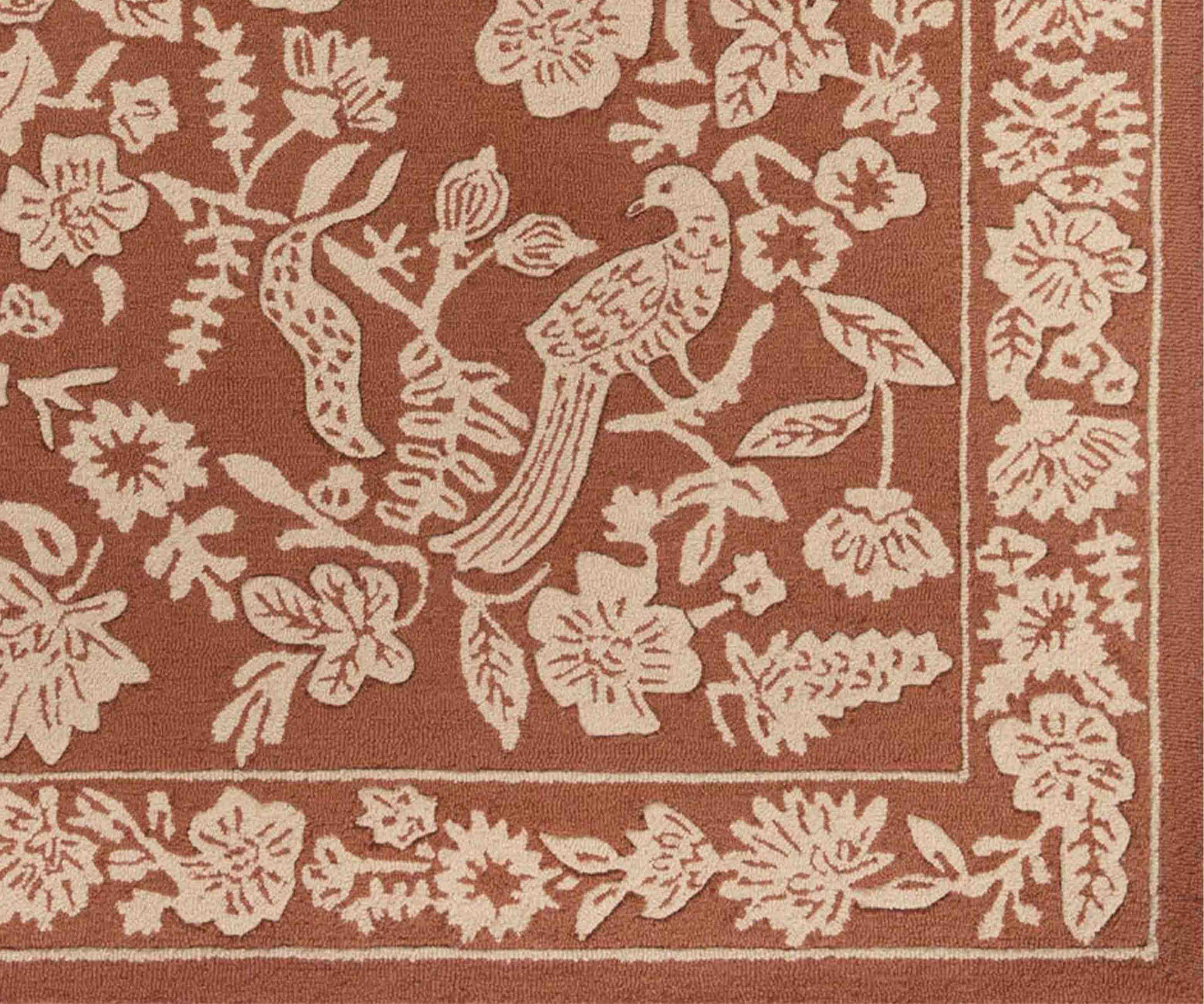 Arboretum Aviary Wool-Hooked Rug - Amber