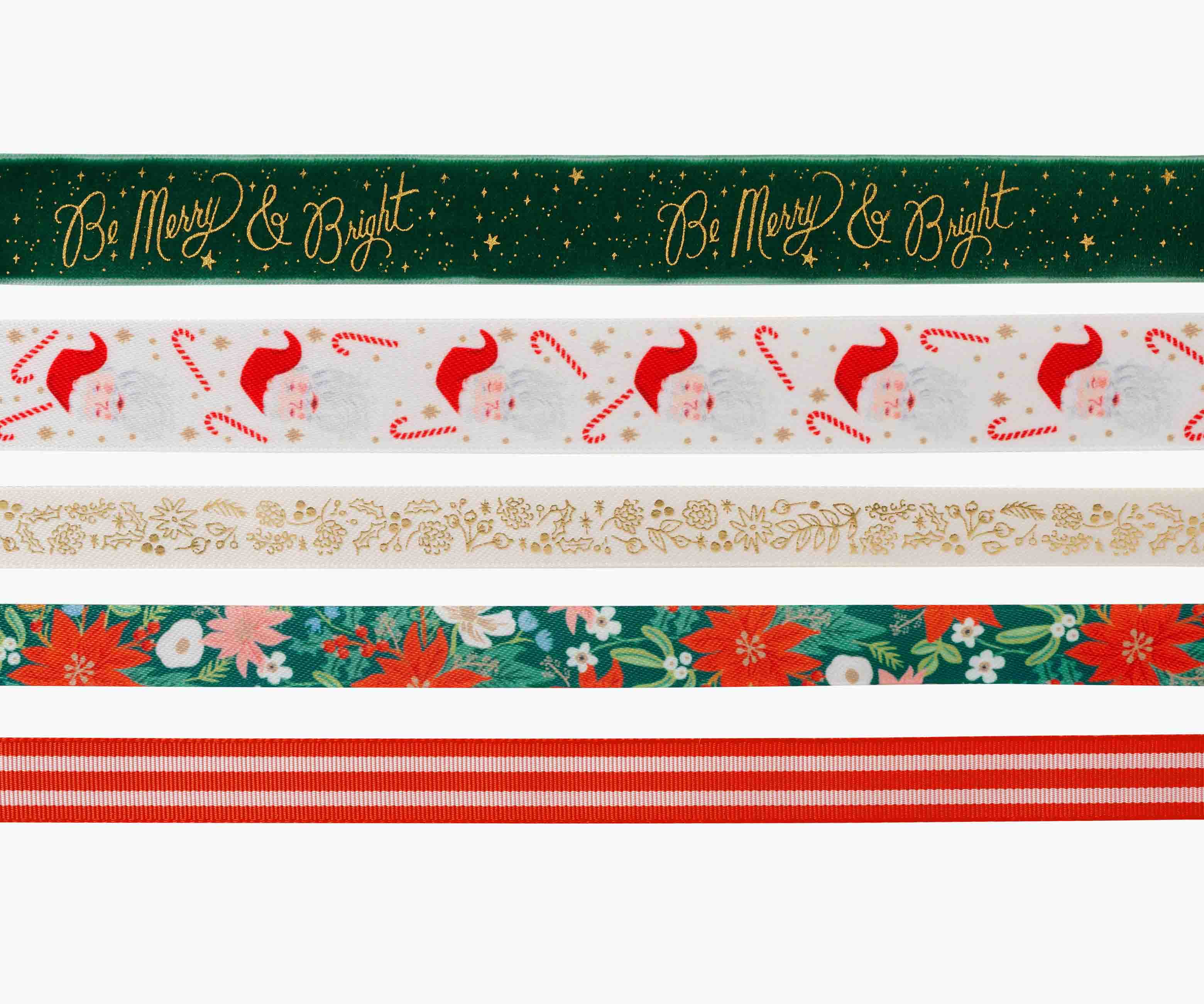 Ribbon Set of 5 - Be Merry And Bright