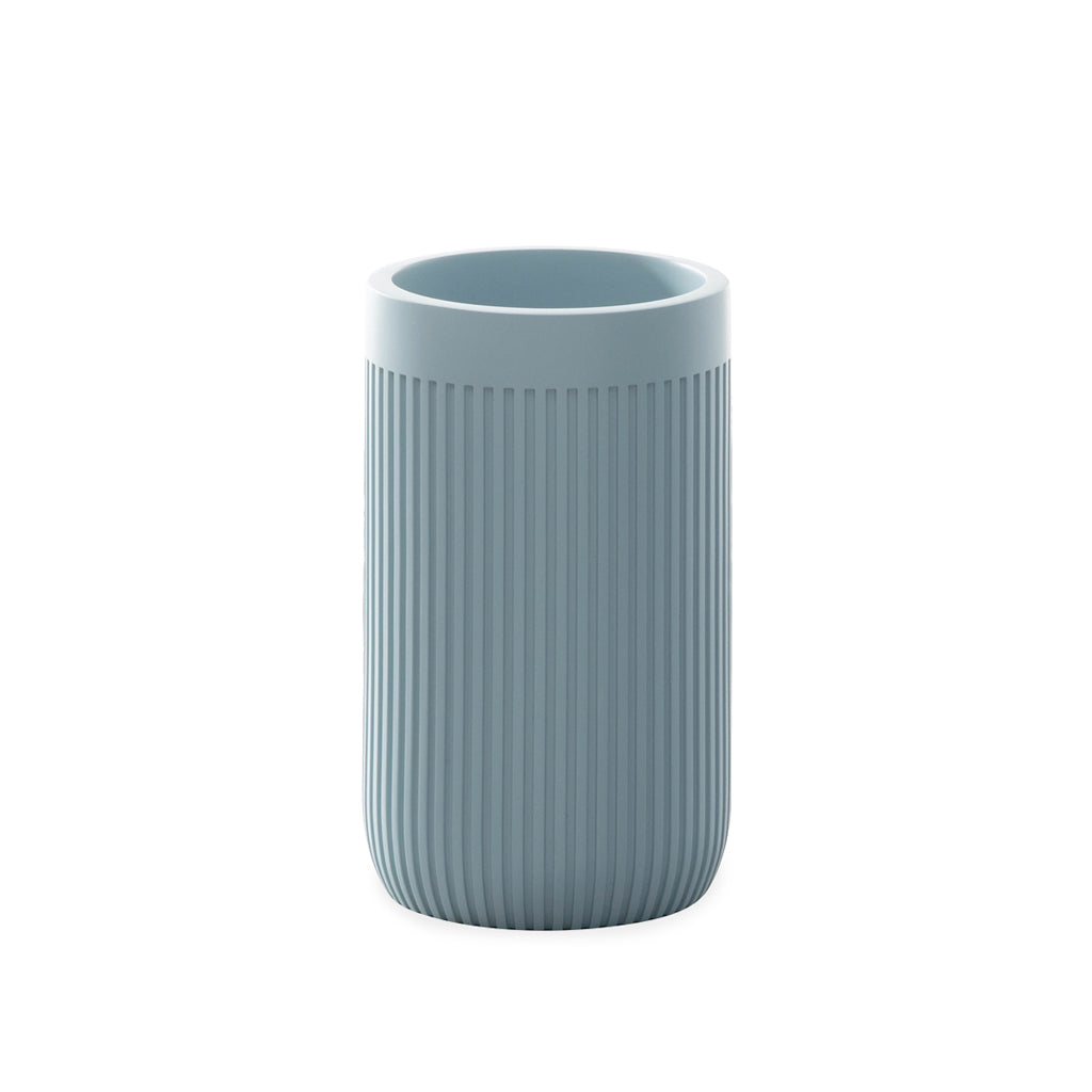 Modern Ribbed Blue Bath Accessories, Tumbler