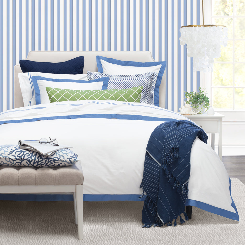 Capri Blue Linden Border Euro Sham