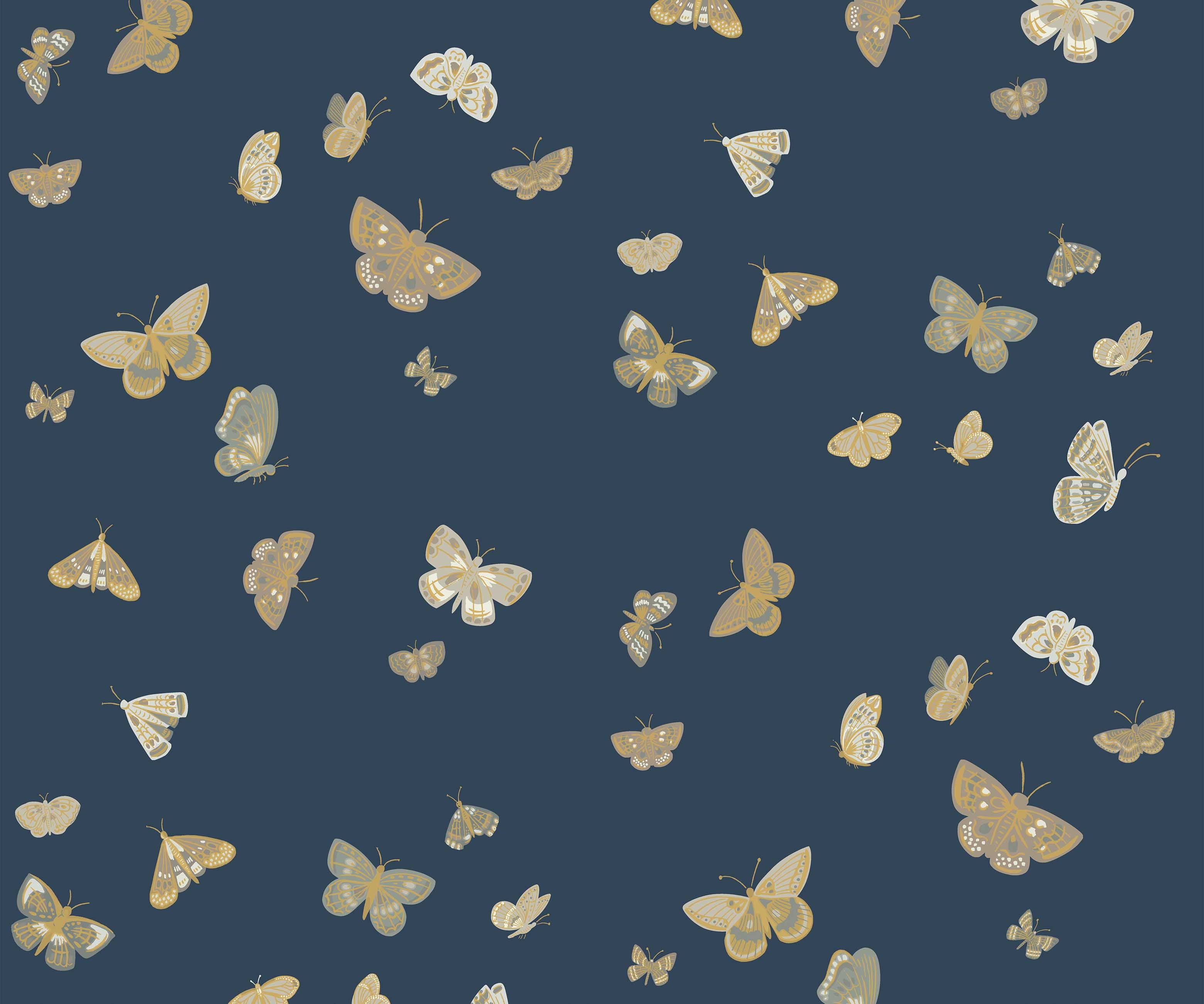 Butterfly House Wallpaper - Navy