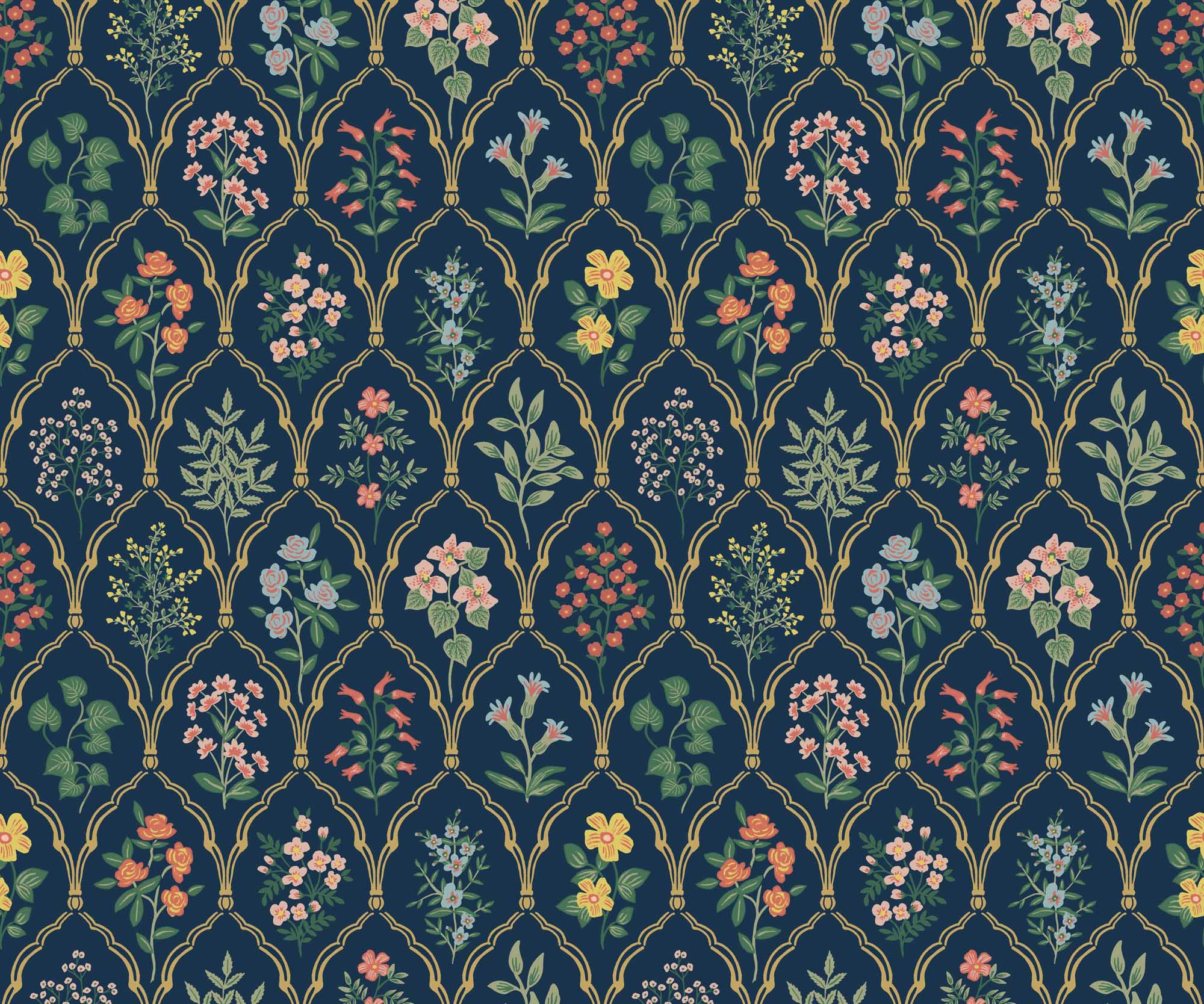 Hawthorne Wallpaper - Navy Multi