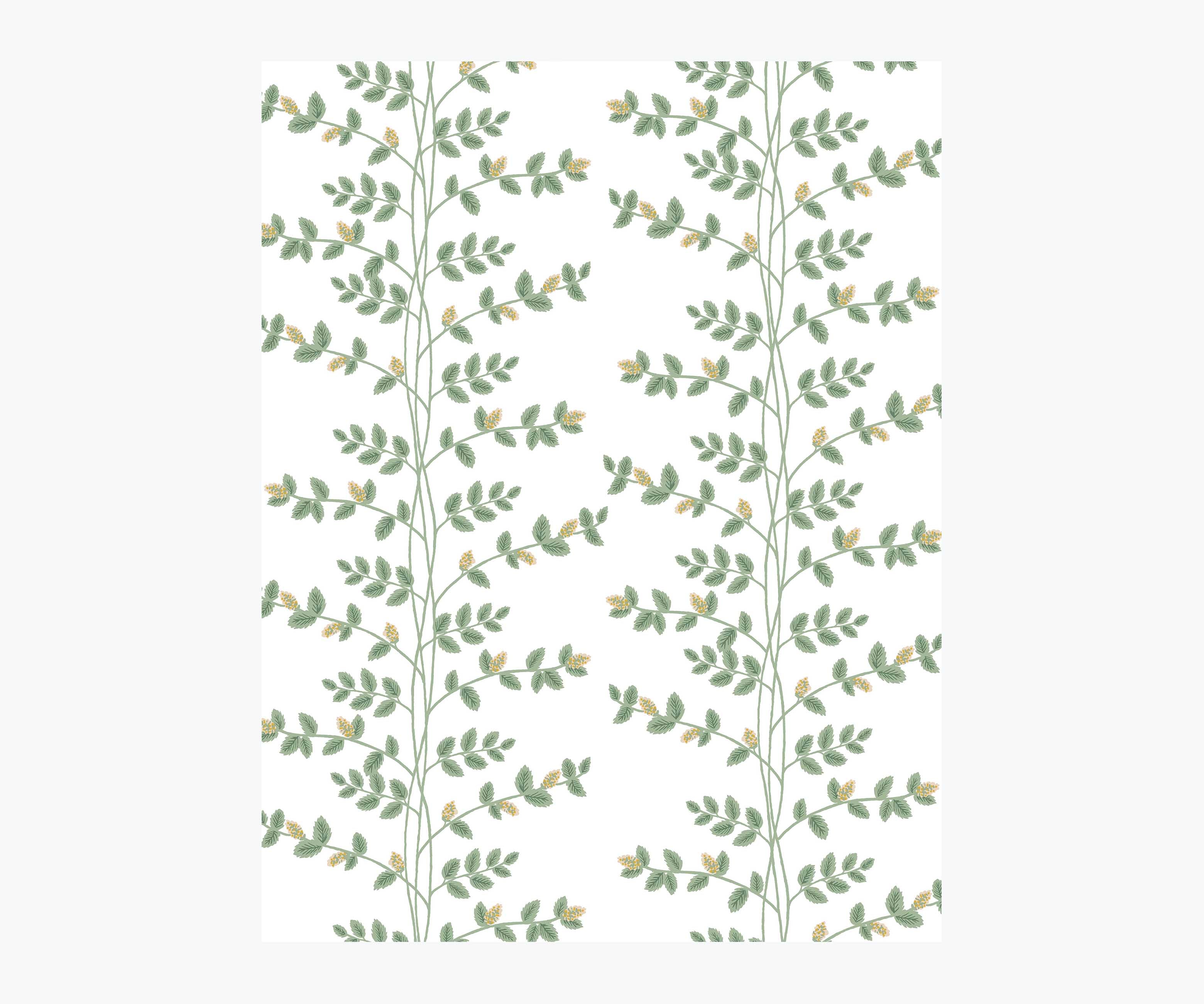 Climbing Vines Wallpaper Sample - White & Metallic Gold