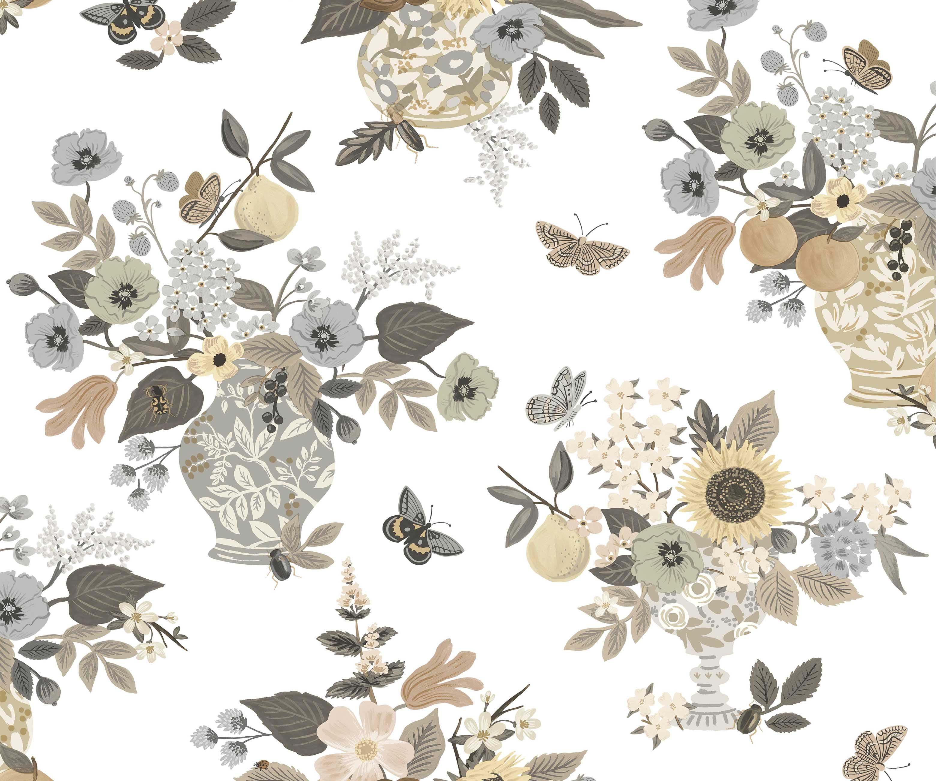 Flower Studies Wallpaper - Linen