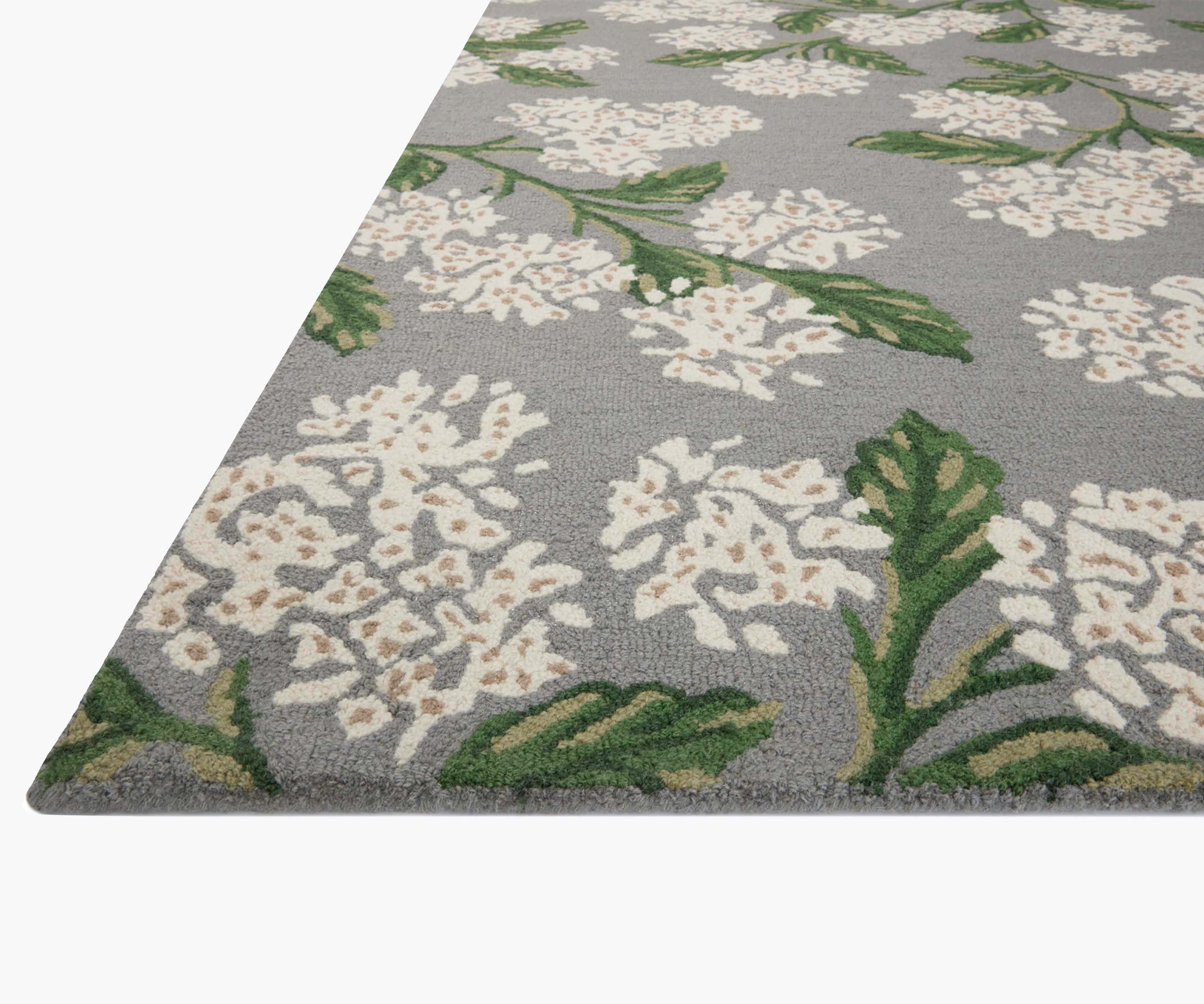 Joie Hydrangea Wool-Hooked Rug - Grey