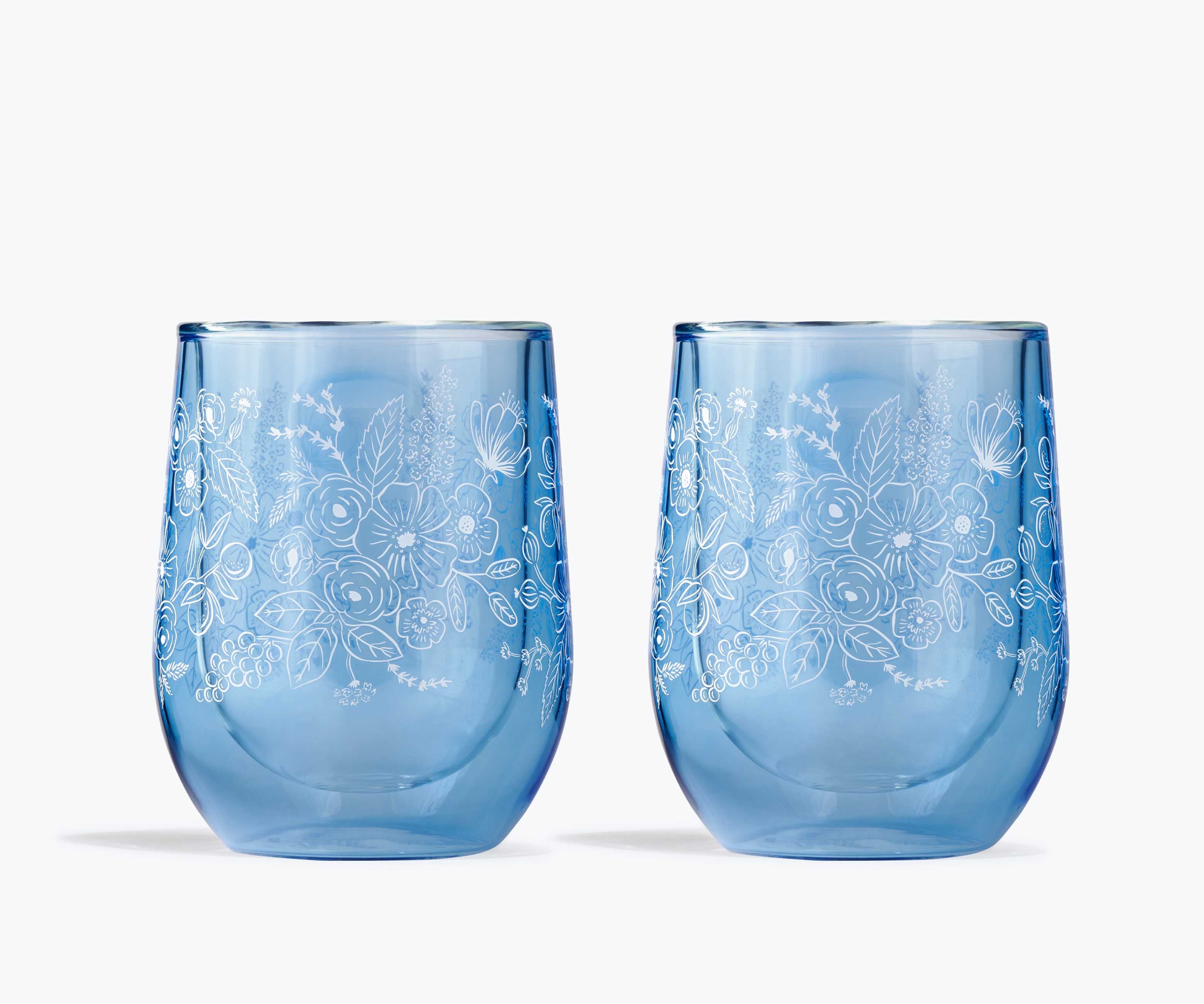 Stemless Glass Set - Blue Colette