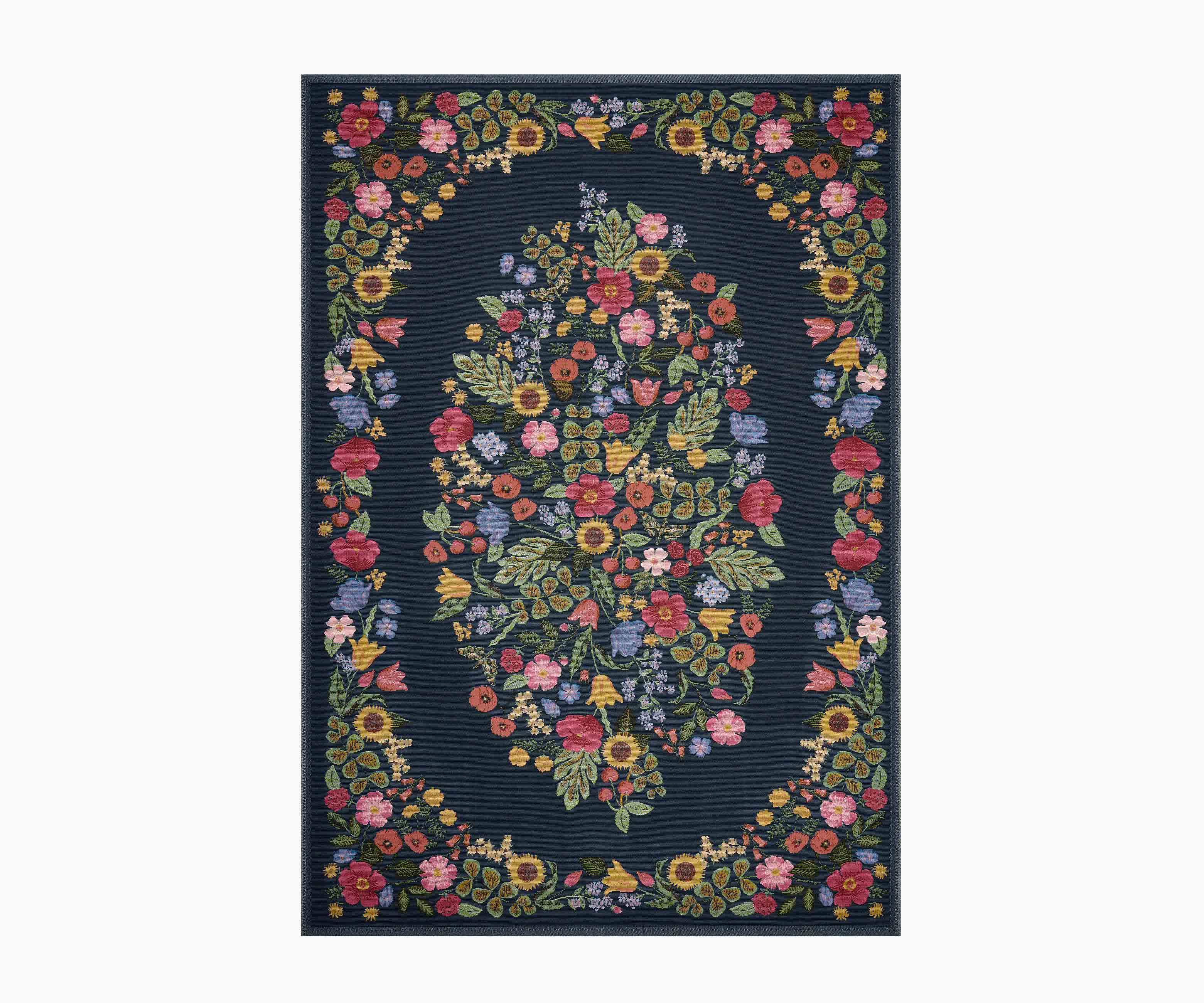 Perennial Blossom Power Loomed Rug - Navy