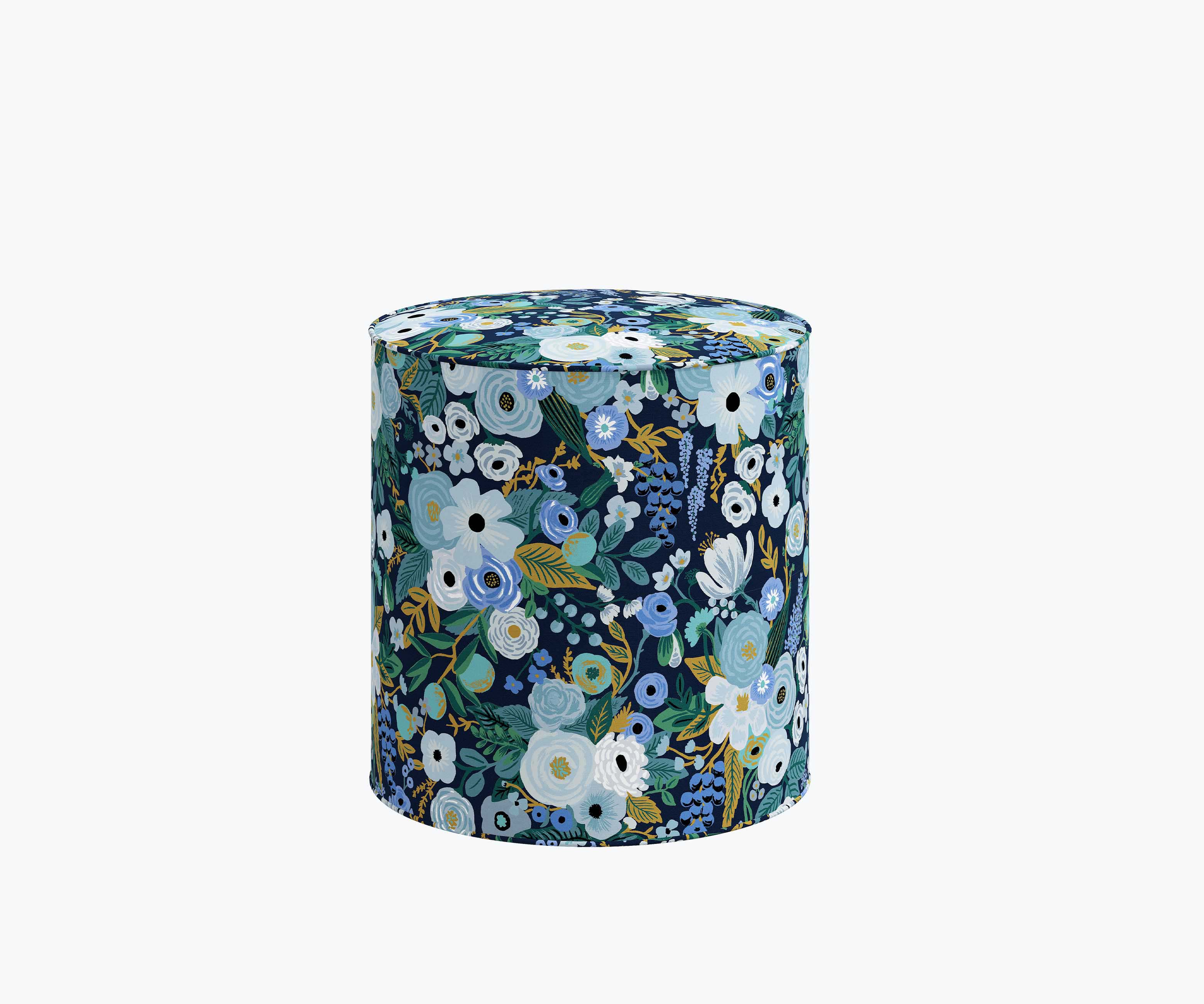 Billie Ottoman - Garden Party Blue