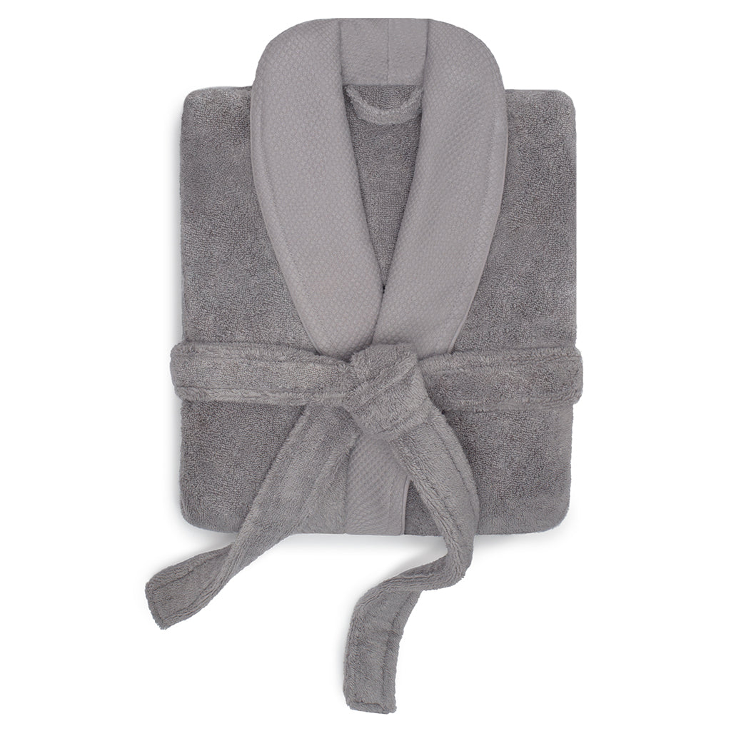 Grey Plush Cotton Bathrobe