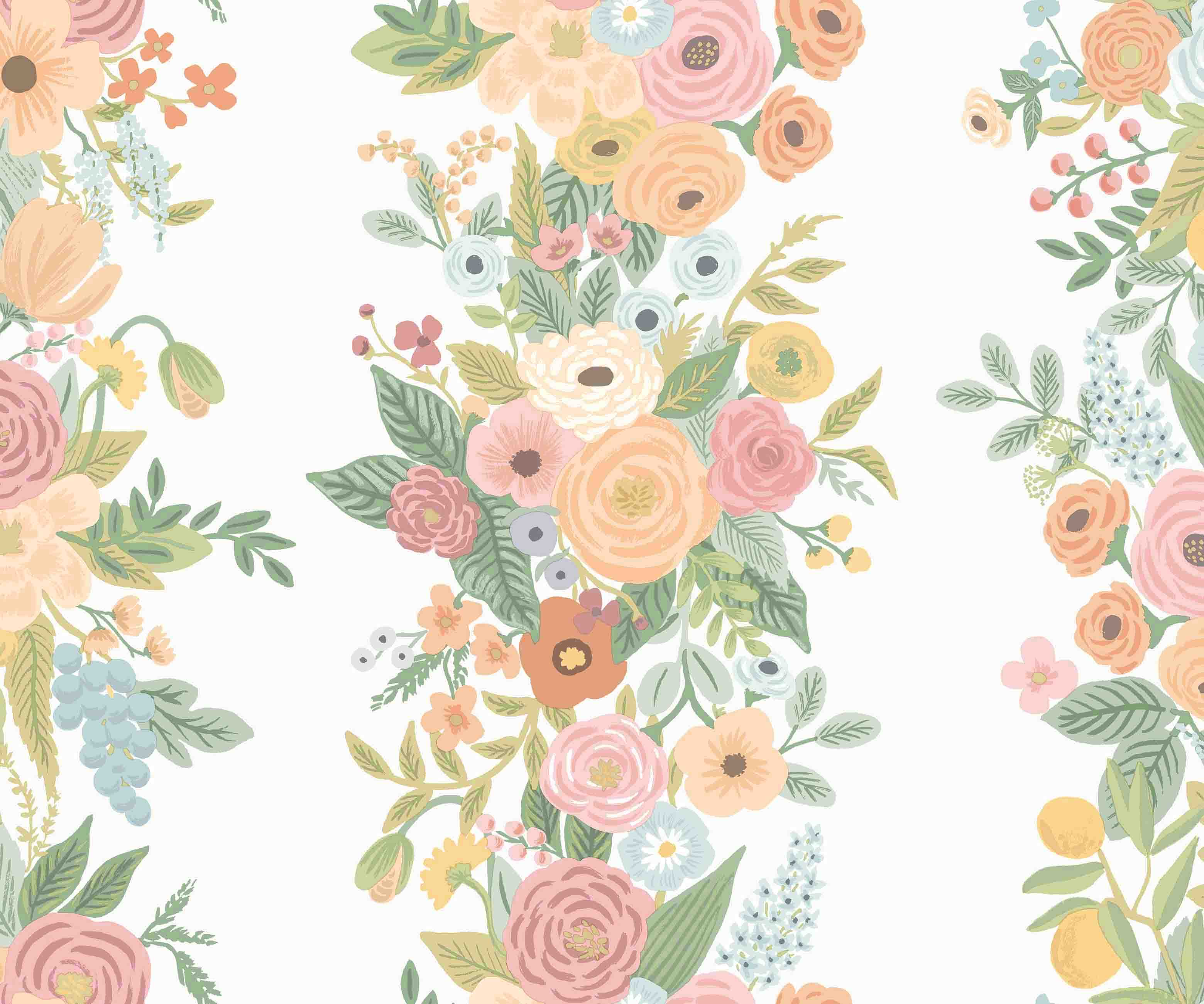 Garden Party Trellis Wallpaper - Pastel Multi